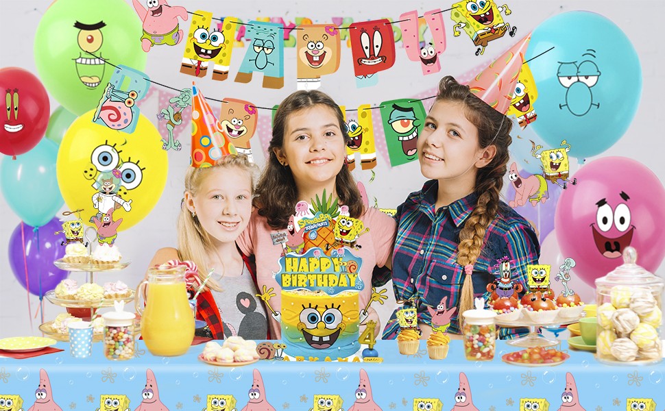 SpongeBob Party Decorations SpongeBob Birthday Supply Cake Topper Banner Balloon