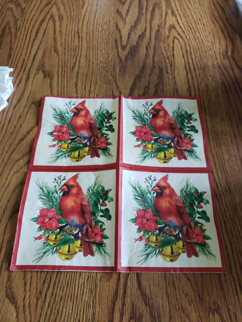 Christmas Napkins 20 Cocktail Napkins Red Cardinal Winter Bird 5″ x 5″ New