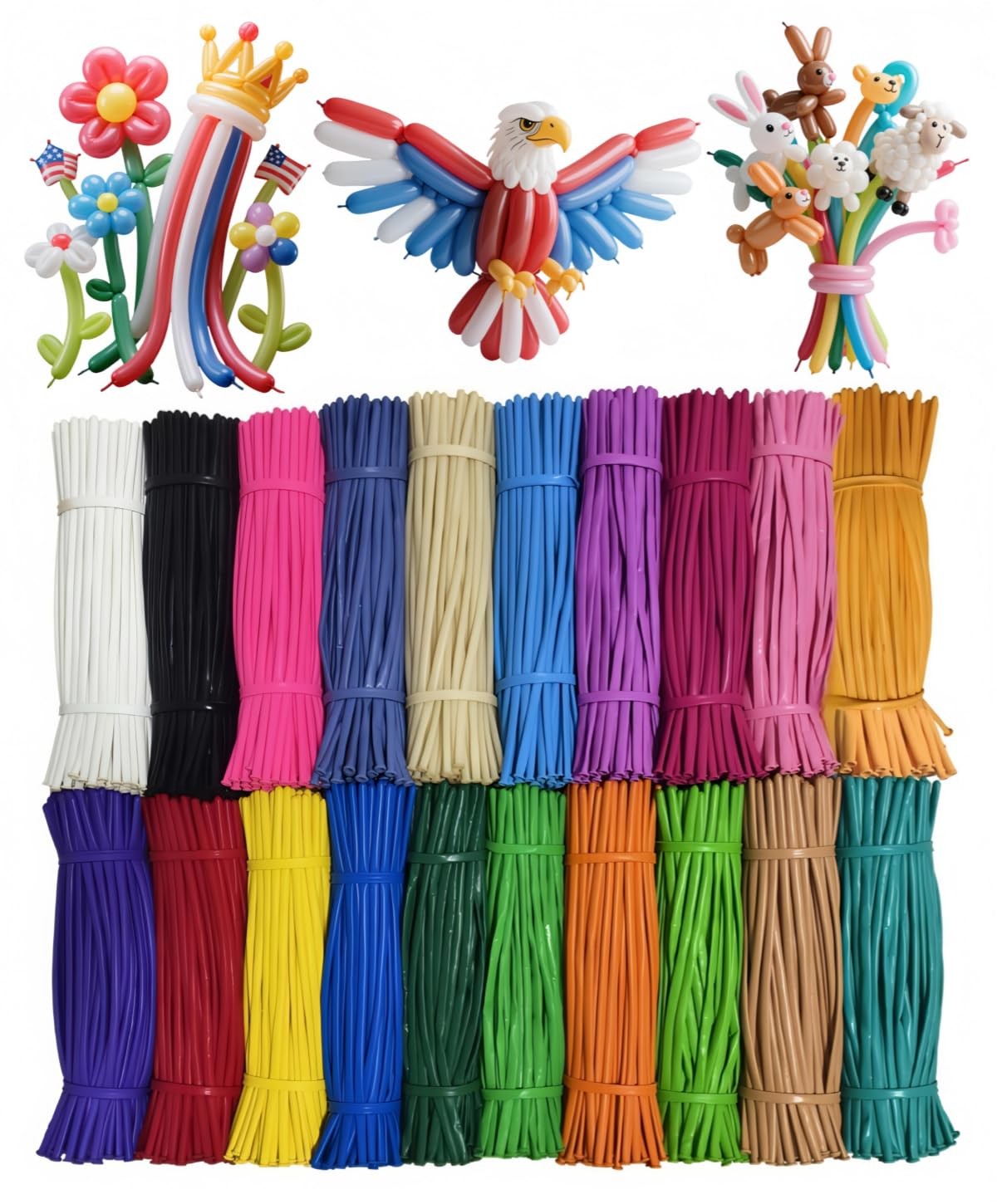 2000 Pcs 260 Balloons Bulk 20 Colors Long Twisting Balloon for Party Decorati…