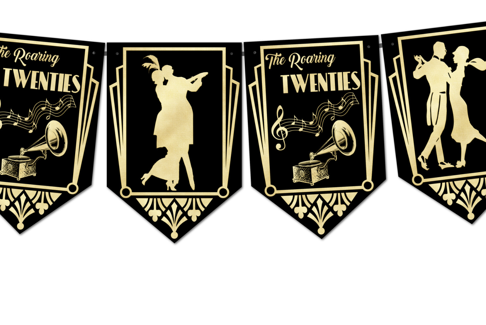 Vintage Gatsby Art Deco Roaring 20’s Bunting Party Celebration Bar Decoration