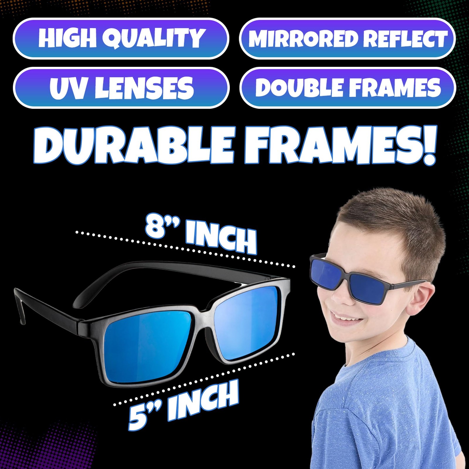 Spy Glasses for Kids in Bulk – (Pack of 3) Sunglasses Rear 6.8, Black