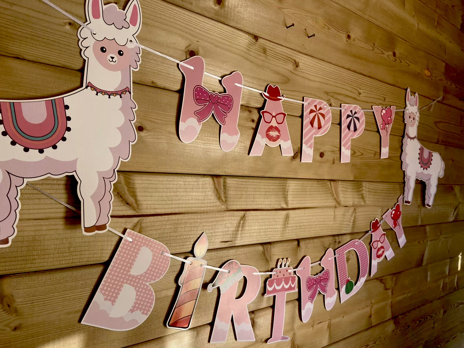 Llama🦙Themed Birthday Party Event Room Decor Bunting Banner Fun Pink 3m 💜🦙