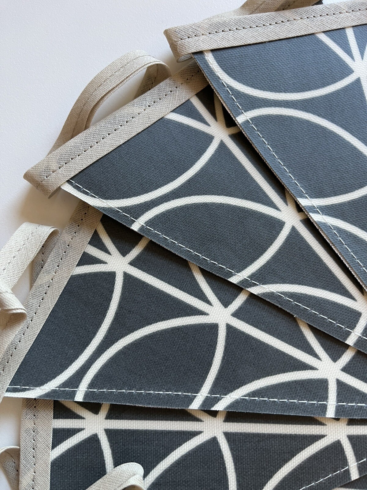Handmade Oilcloth Bunting – Garden/Home Grey Contemporary- 3 Meters Double Sided