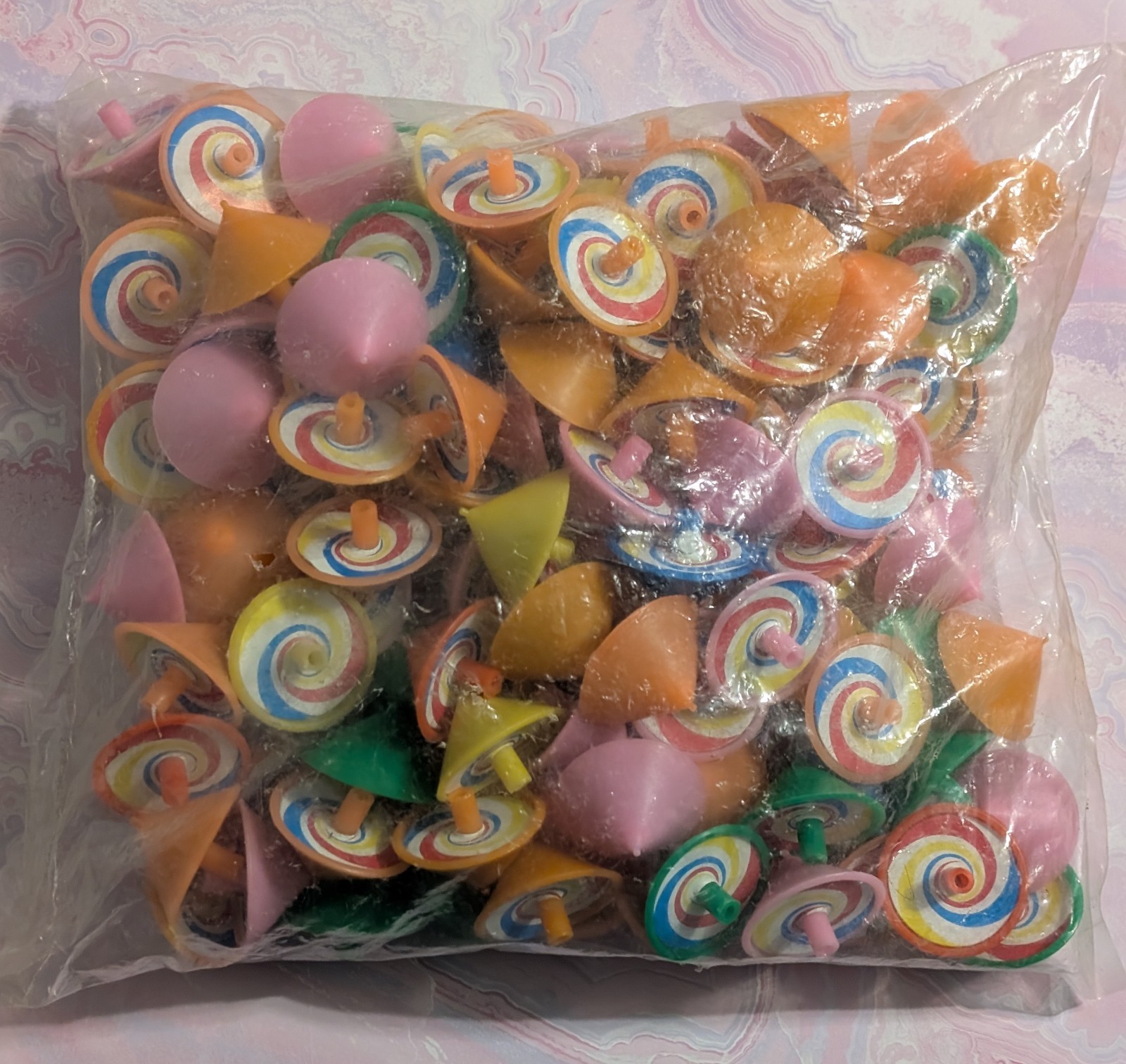 Bag Of Plastic Spinning Top Party Favors – Colorful Swirling Spin Toy Prizes