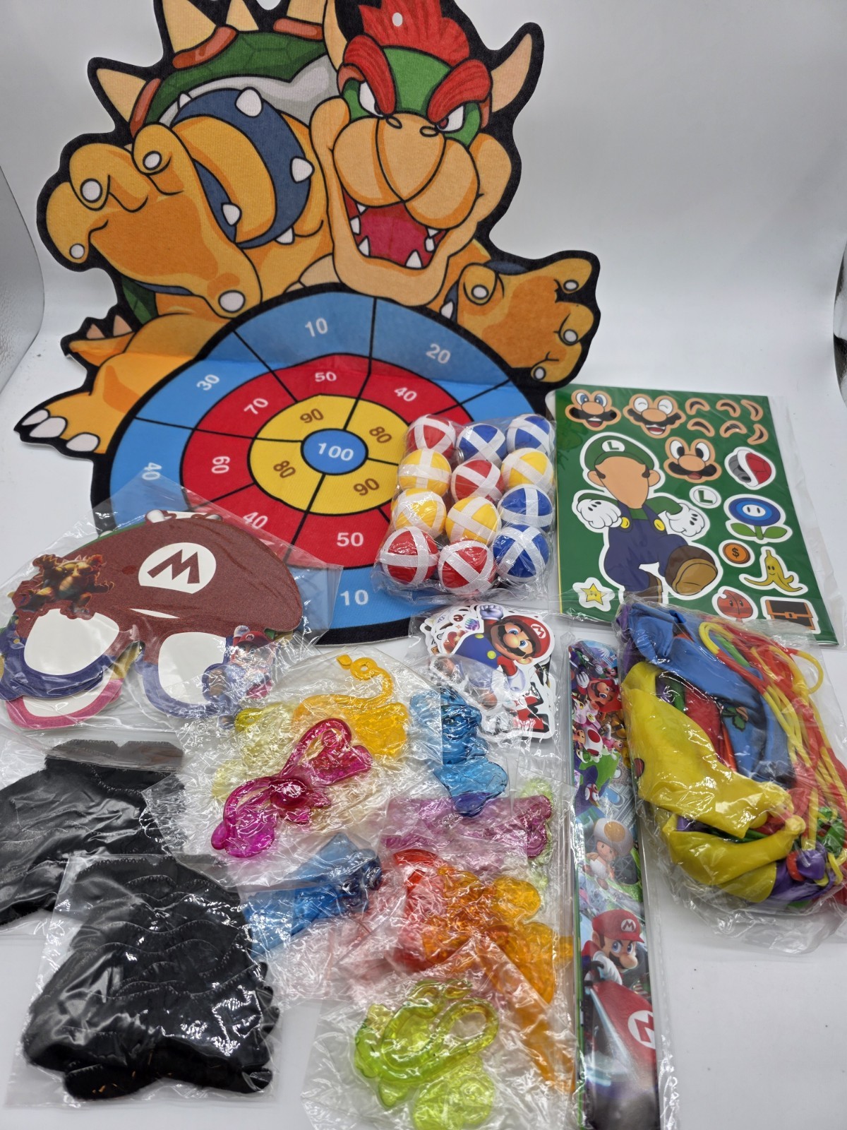 Super Mario Party Bag Video Game Birthday Pack Gift Favors Balloons Mustache Lot