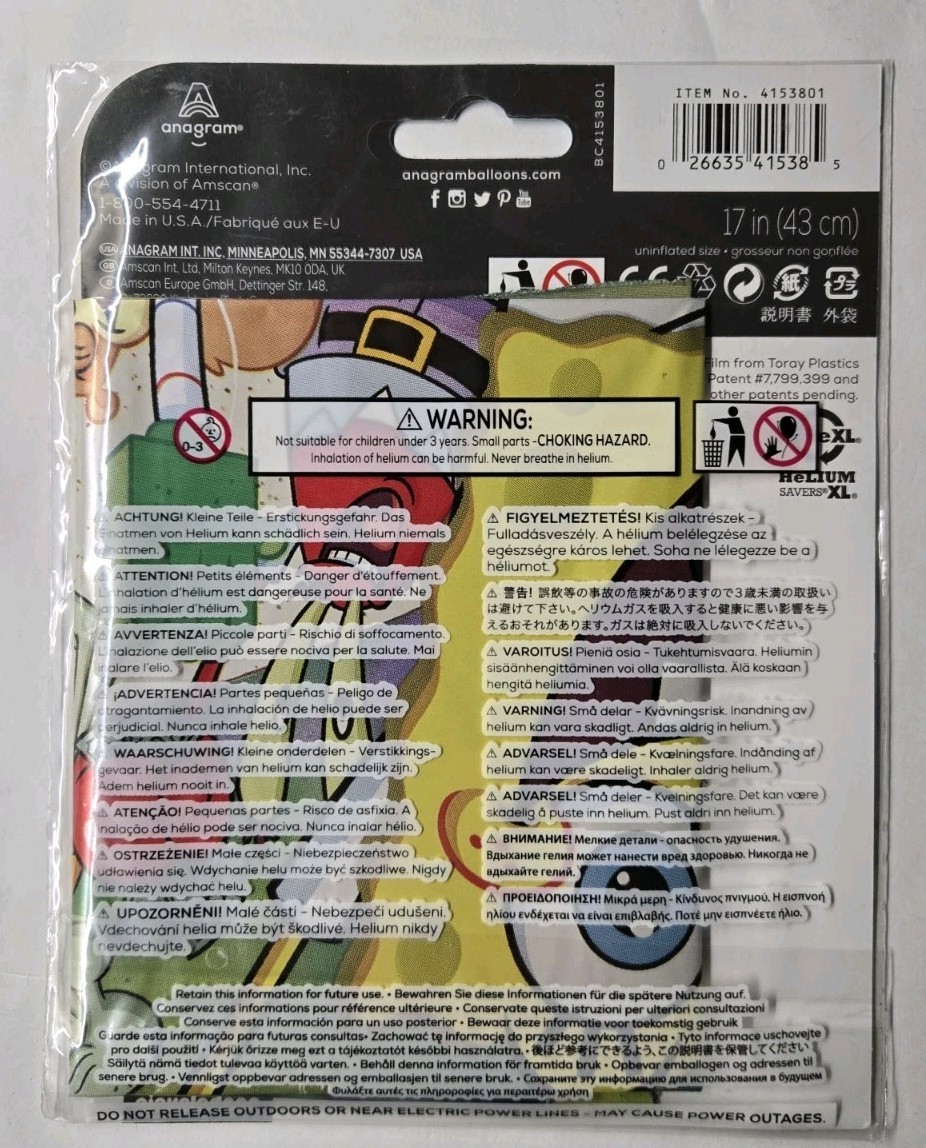 Spongebob Squarepants Characters Square 17″ Mylar Balloon Birthday Party