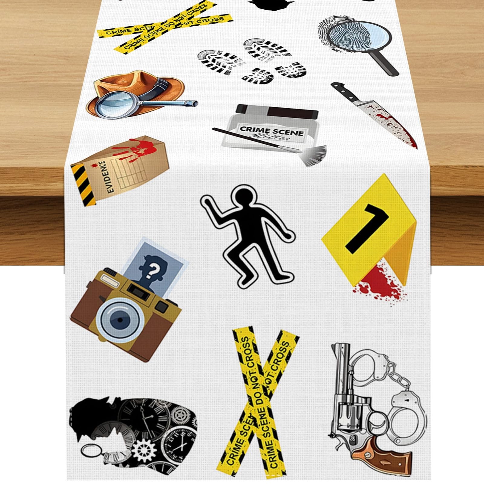 Buxiuer Detective Party Table Runner Spy Murder Mystery Theme Birthday Party Dec