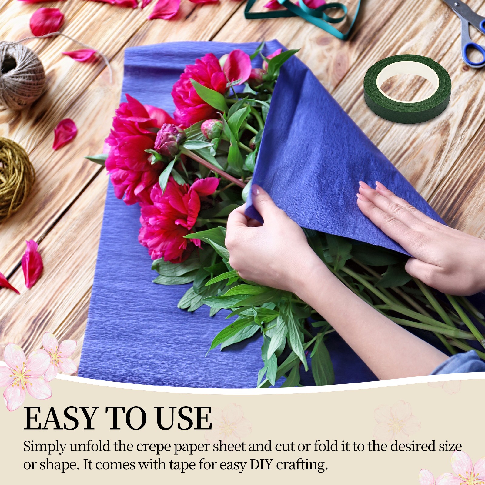 19.7″ Wide 3.3Ft Long Crepe Paper Roll for Making DIY(Dark Blue, 2pcs)
