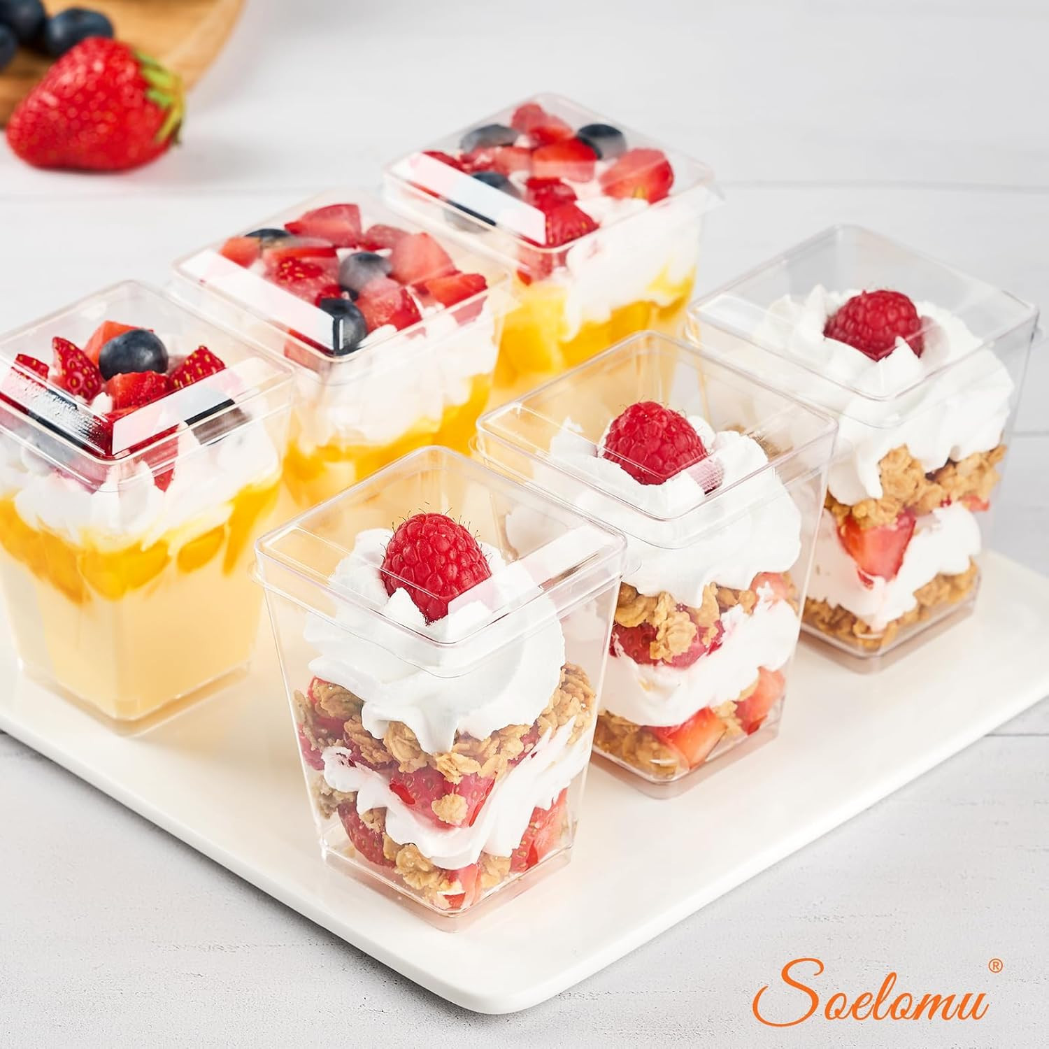 5 Oz Plastic Dessert Cups with Lids and Spoons, 50 Pack Mini Parfait Cups Cle…