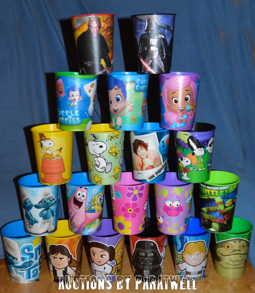 Plastic Re-Usable 16 oz Party Favor Cups Kids Theme Birthday Cups BPA Free safe