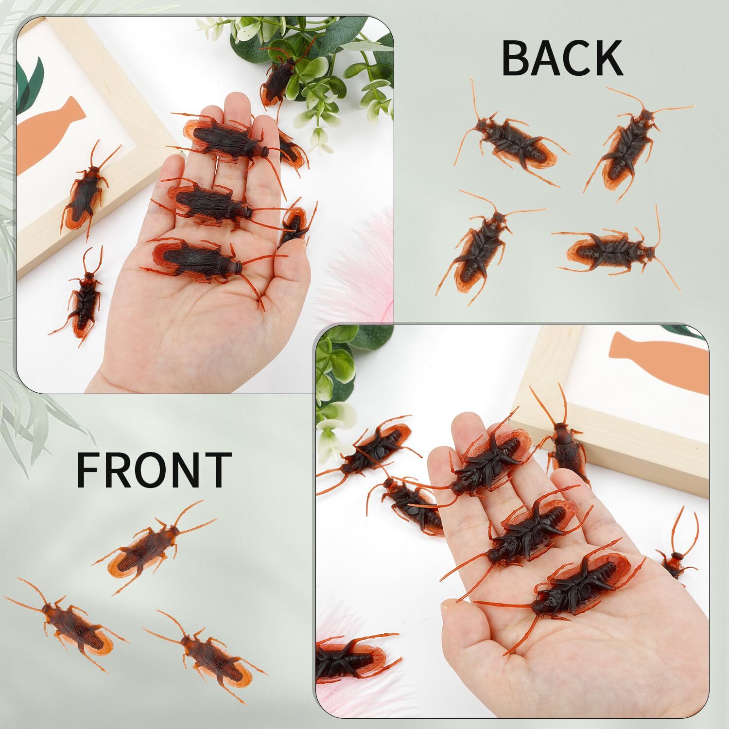50 Prank Cockroaches Realistic Cock Roach Plastic Fake Creepy Bugs Gag Toy Joke