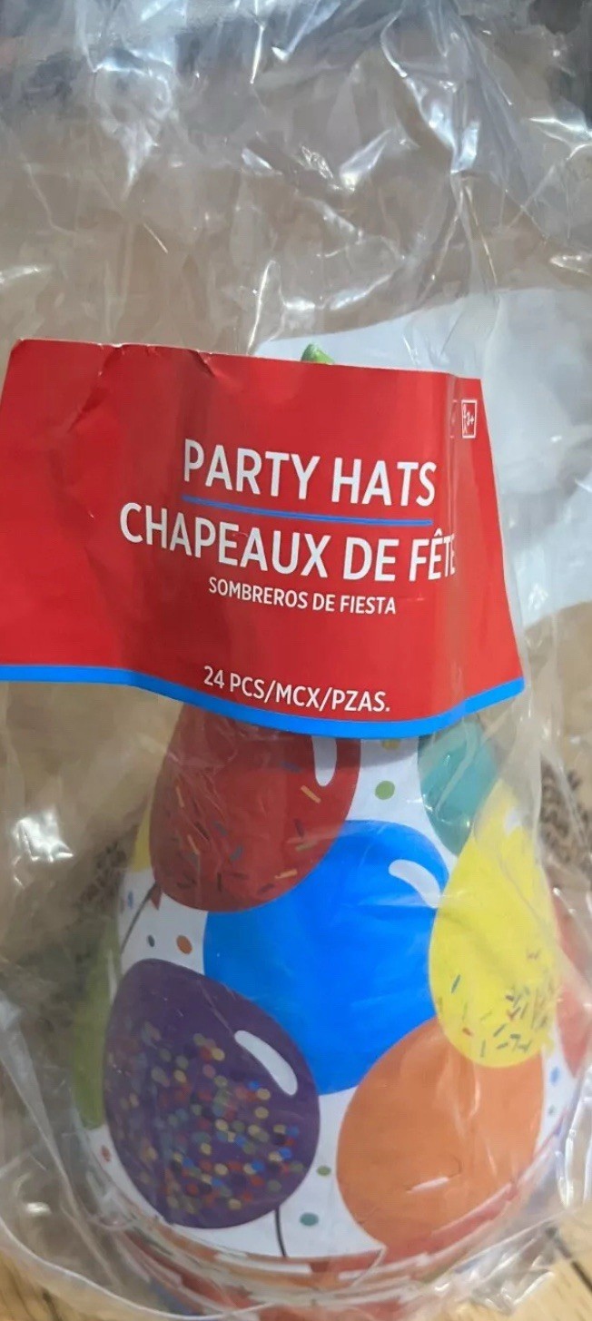 24 Party Cone Hats Balloon Pattern