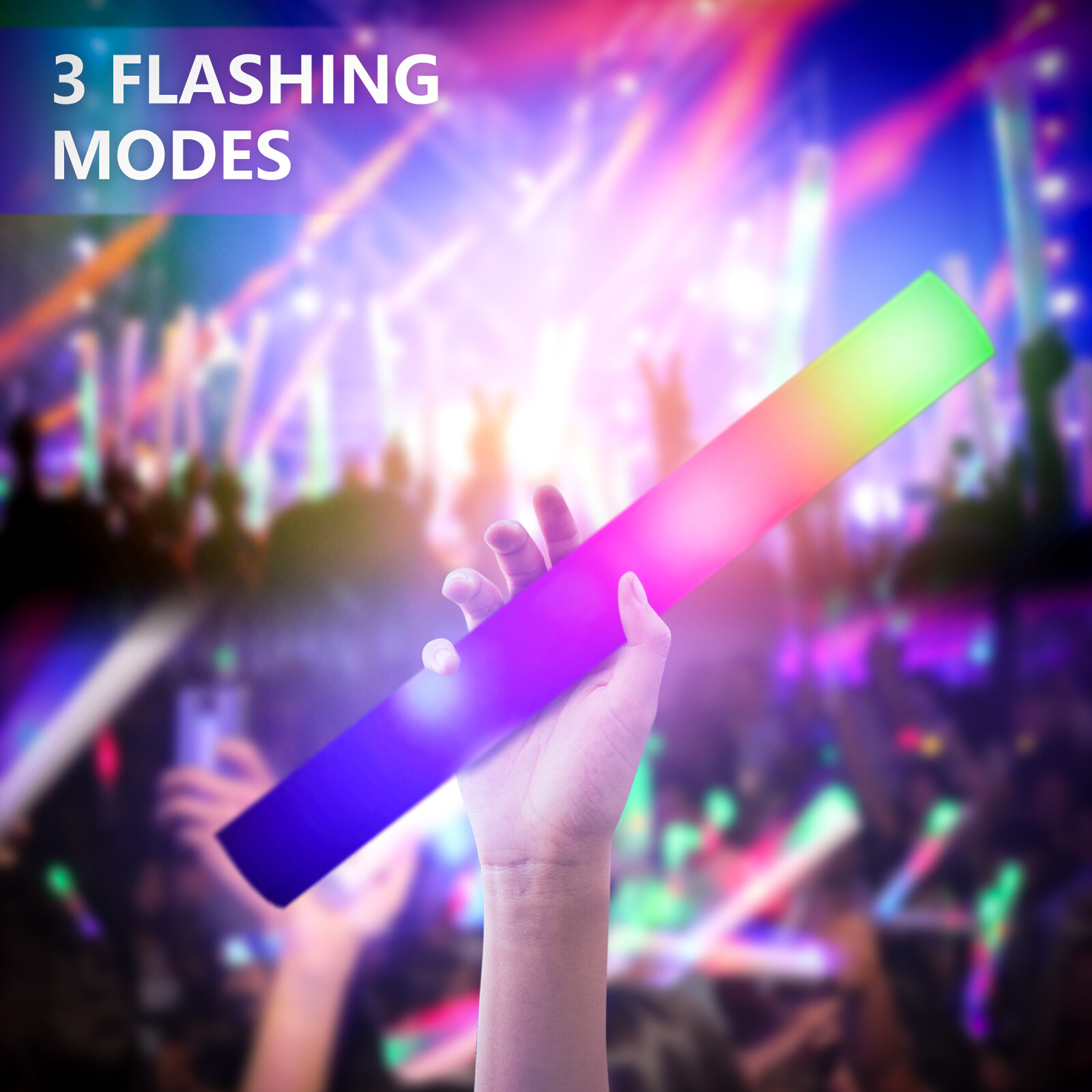 LED Light Up Foam Sticks 100-500PCS Baton Wands Rally Party Rave Tube Glow Wands