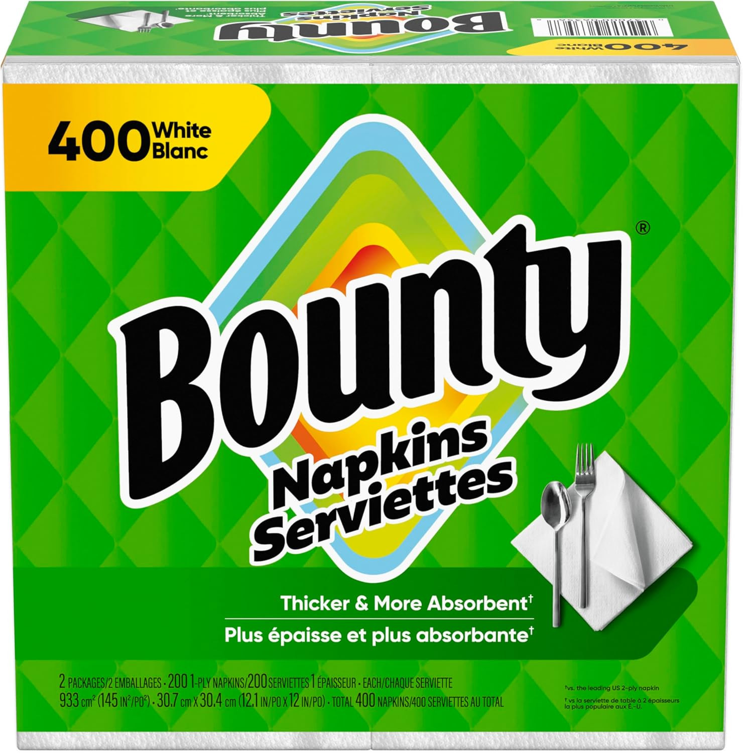 Bounty Paper Napkins White 400 Count Durable Disposable Napkins for Home Use
