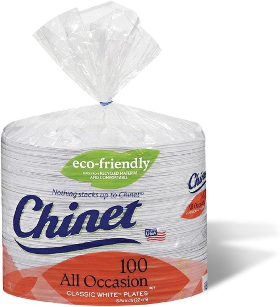 Classic White Round All Occasion Fiber Plates 8.75 Inch 100 Count