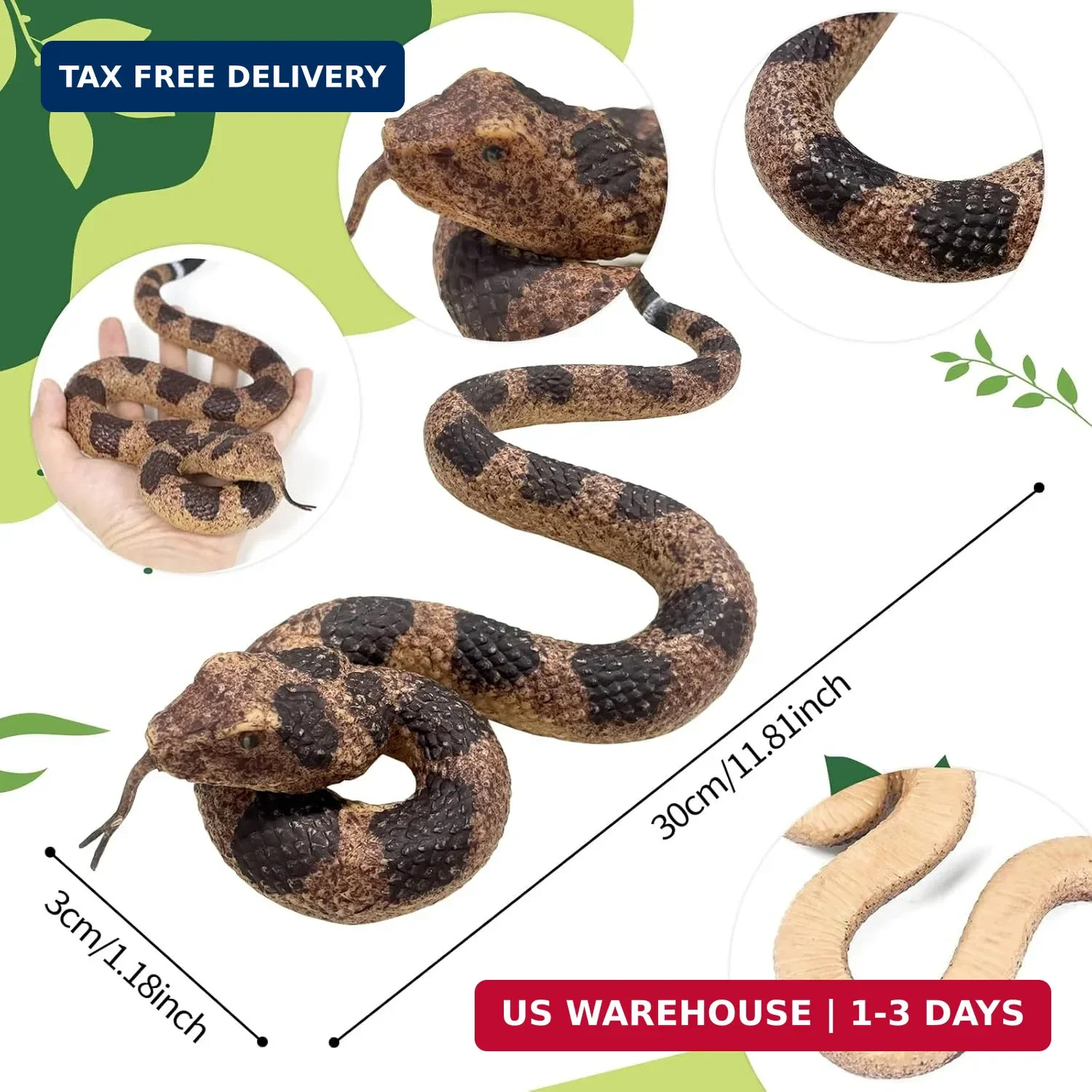 Realistic Fake Snakes Toy Soft Rubber Snake Realistic Keep Birds and Squir