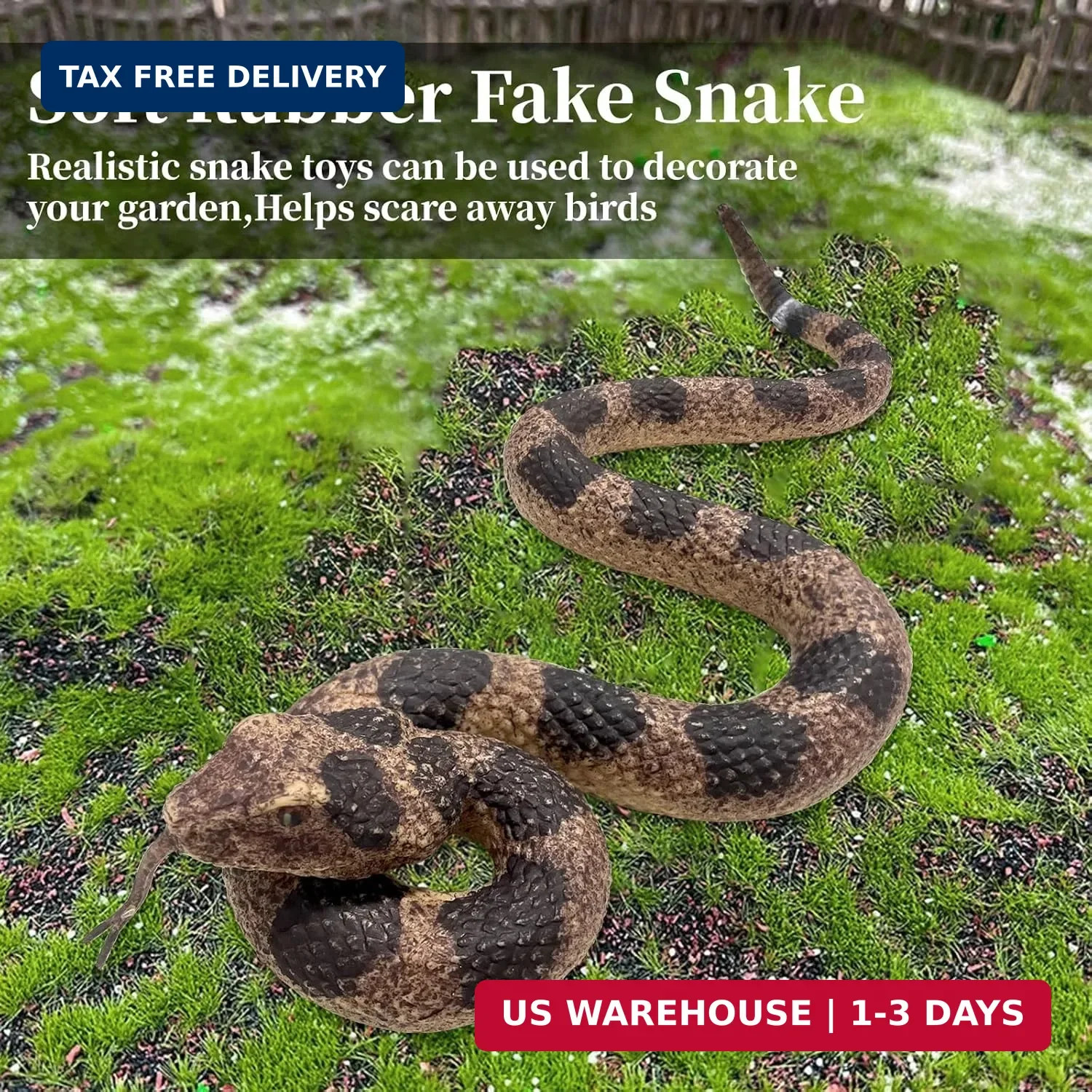 Realistic Fake Snakes Toy Soft Rubber Snake Realistic Keep Birds and Squir