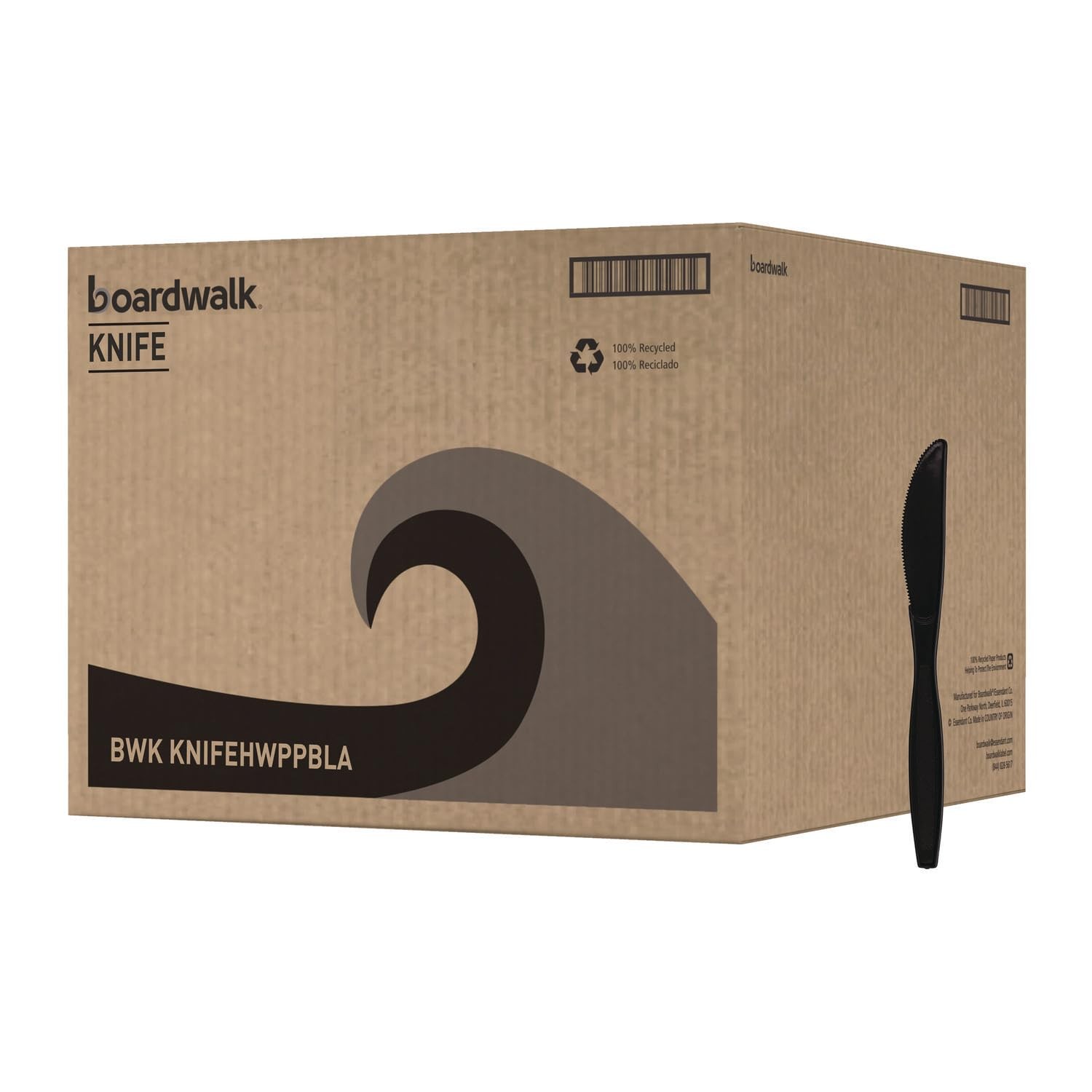 Boardwalk Heavyweight Polypropylene Cutlery, Knife, Black, 1000/Carton