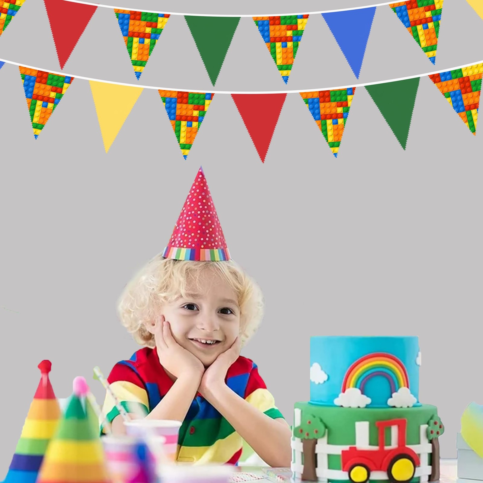 32Ft Building Block Party Decorations Red Blue Yellow Green Colorful Building…