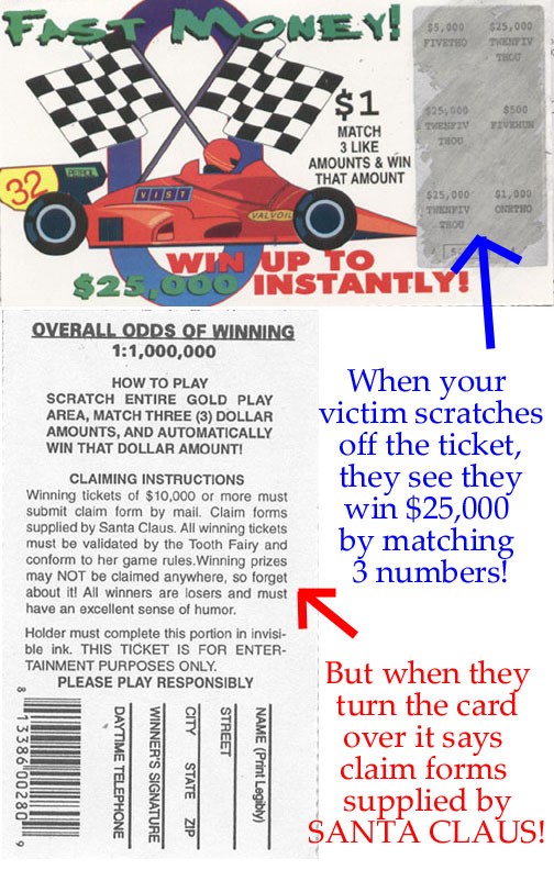 (100) Fake Lotto Tickets Prank Joke Lottery – Funny Novelty Gag ~ wholesale