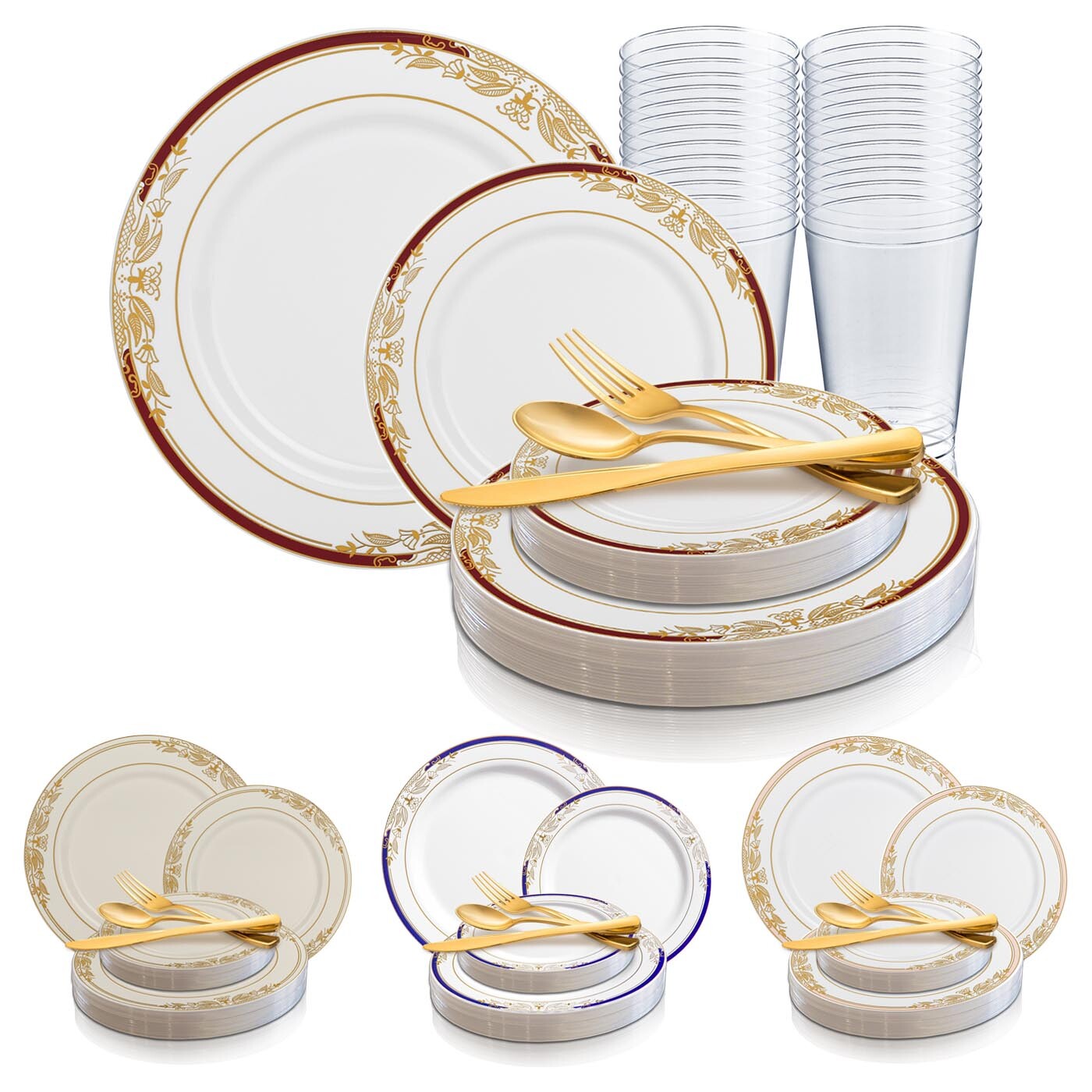 Disposable Plastic Dinnerware Wedding Party Package Elegant Harmony Plates Set