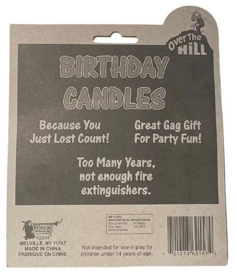 OVER THE HILL BIRTHDAY CANDLES Funny Letters OLD Age Gift Cake Joke Gag Party
