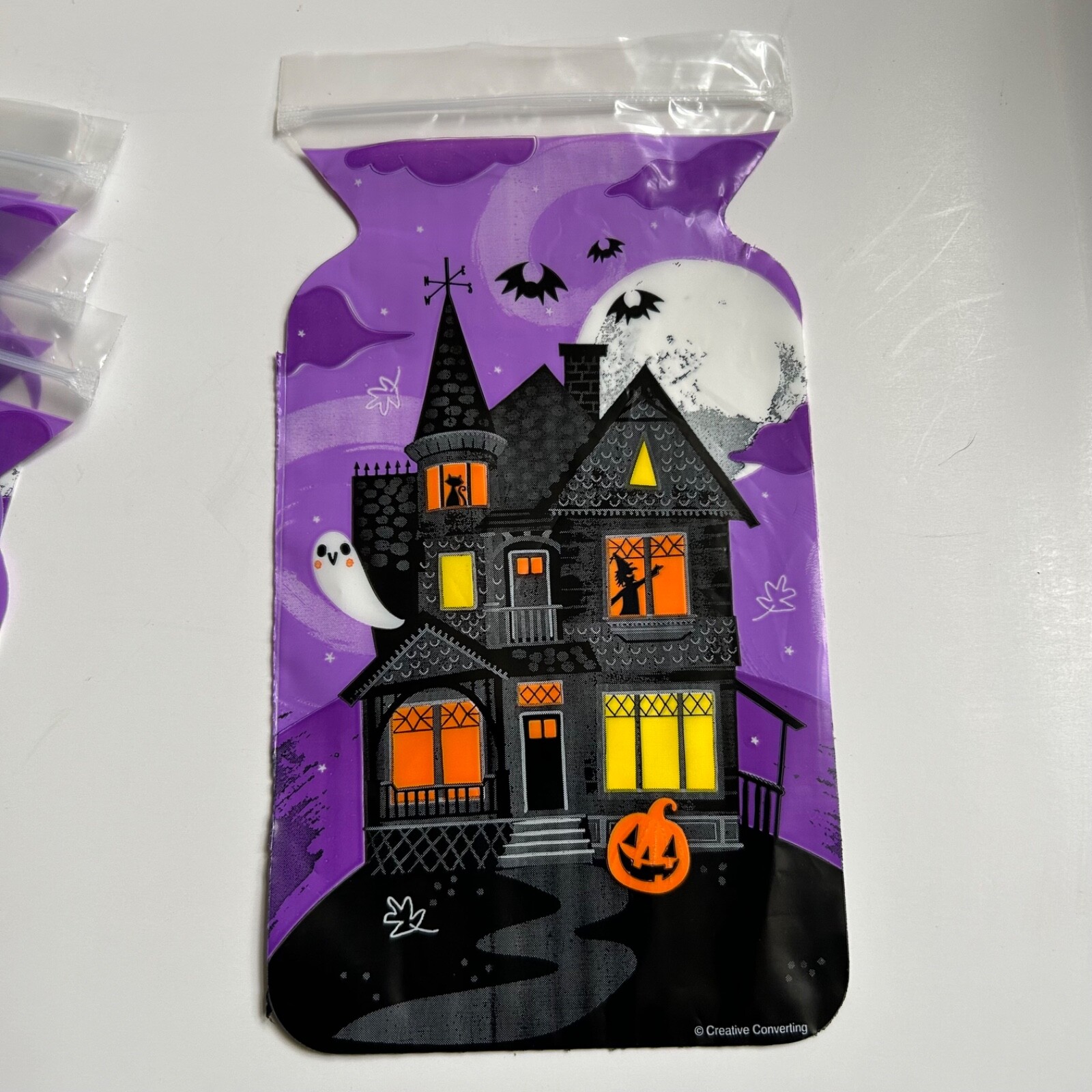 12 x HALLOWEEN SPOOKY HAUNTED HOUSE GOODIE ZIPPER BAGS Sweet Trick or Treat