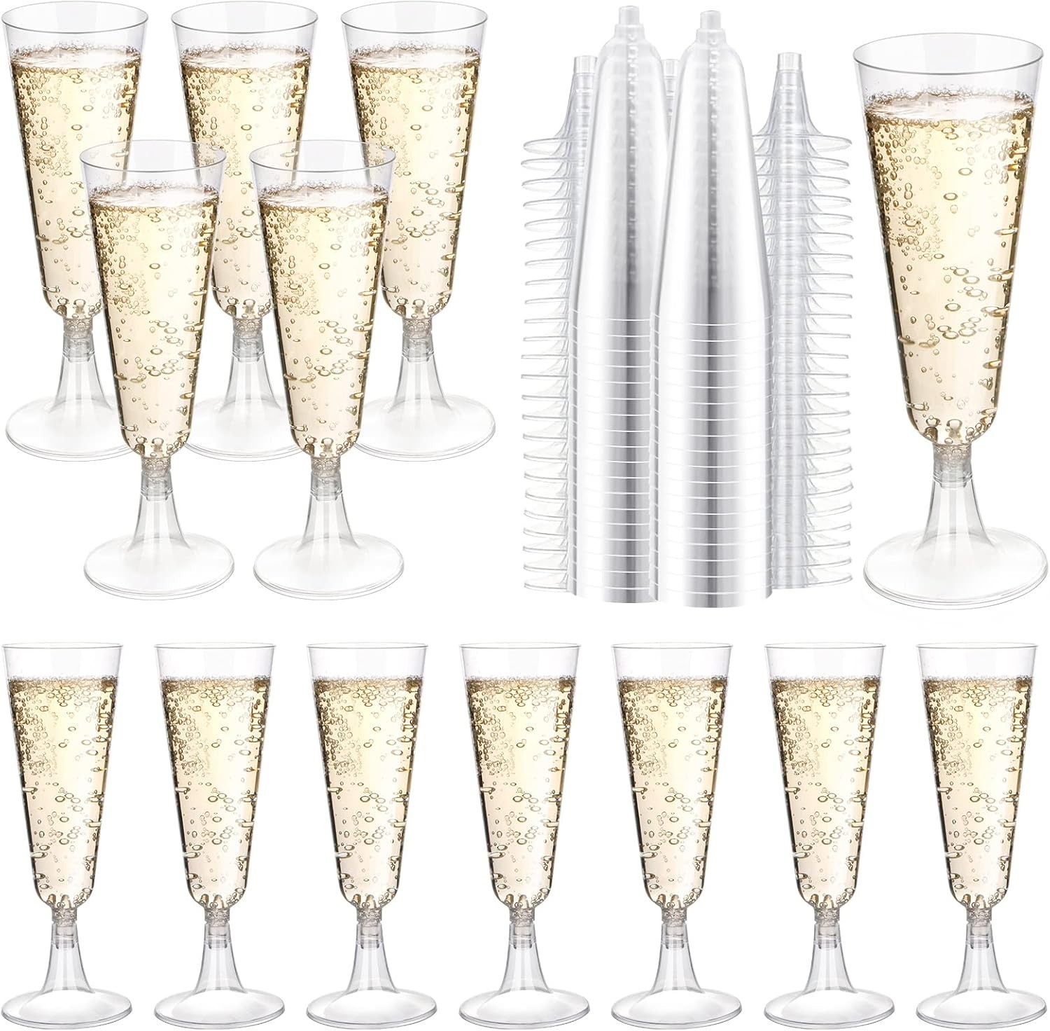 Elegant 5 Oz Plastic Champagne Flutes – Disposable 200 Count for Any Occasion