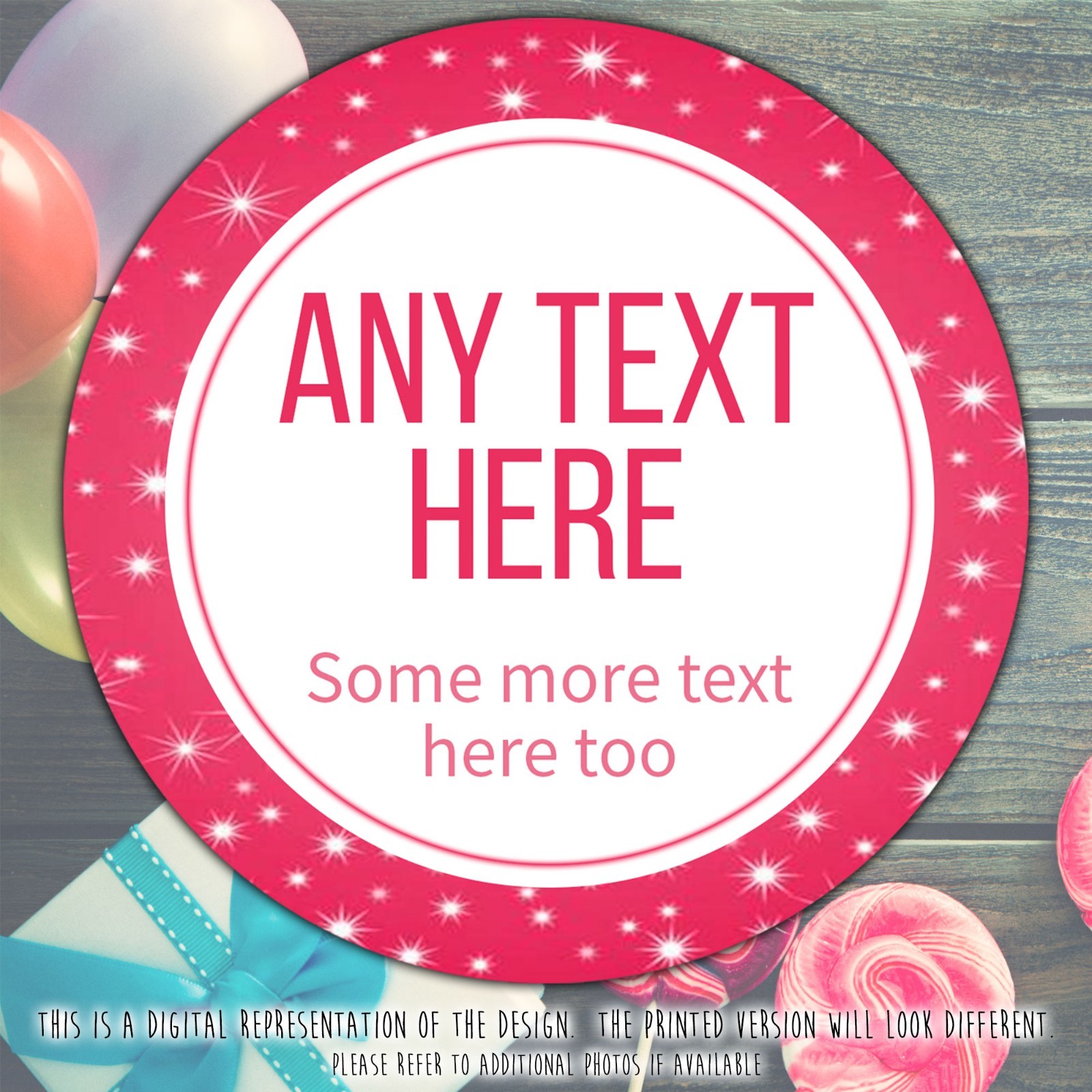 Sheet of Personalised Any Occasion Stickers Sweet Cones Party Gloss Matte
