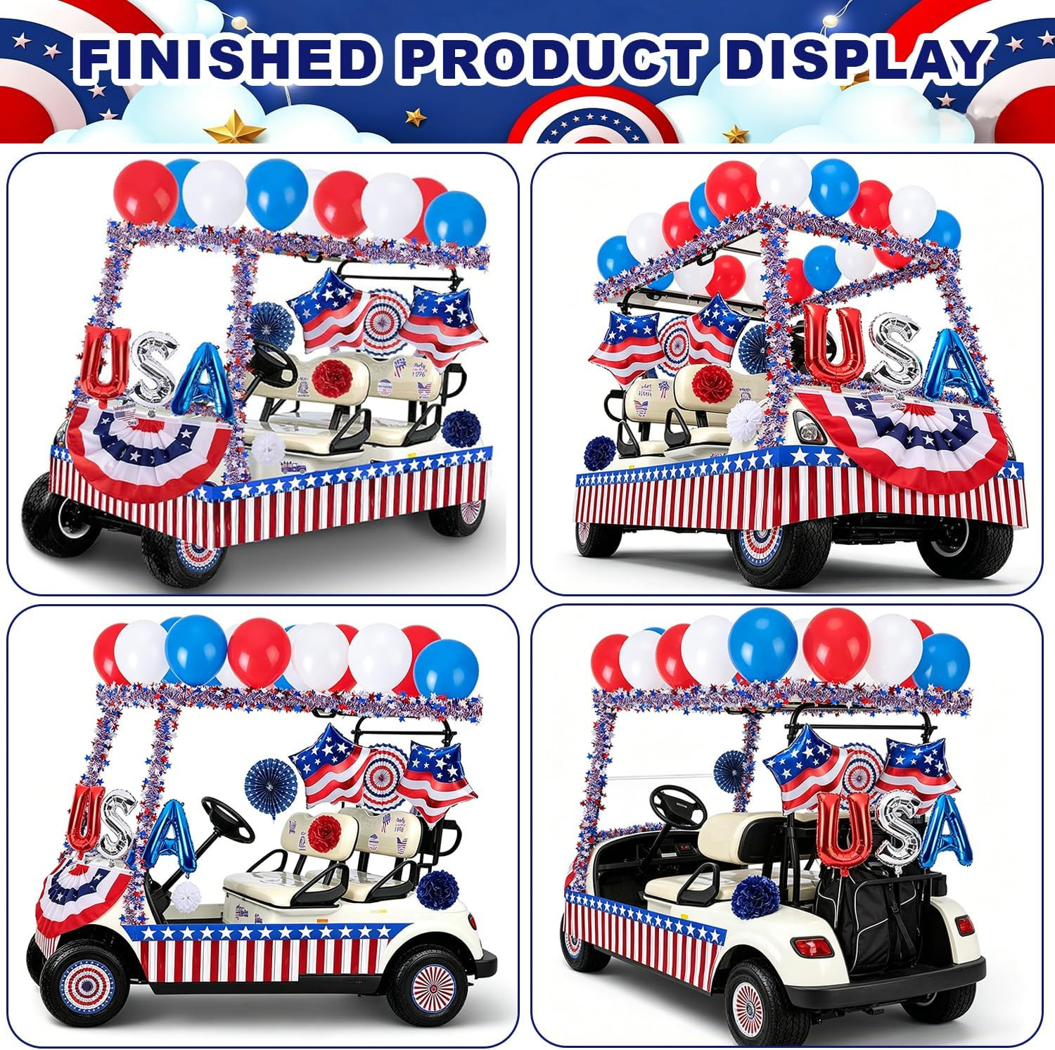 106 Pcs Golf Cart Decorations Kit, 4Th of July Patriotic Parade Car Decoration