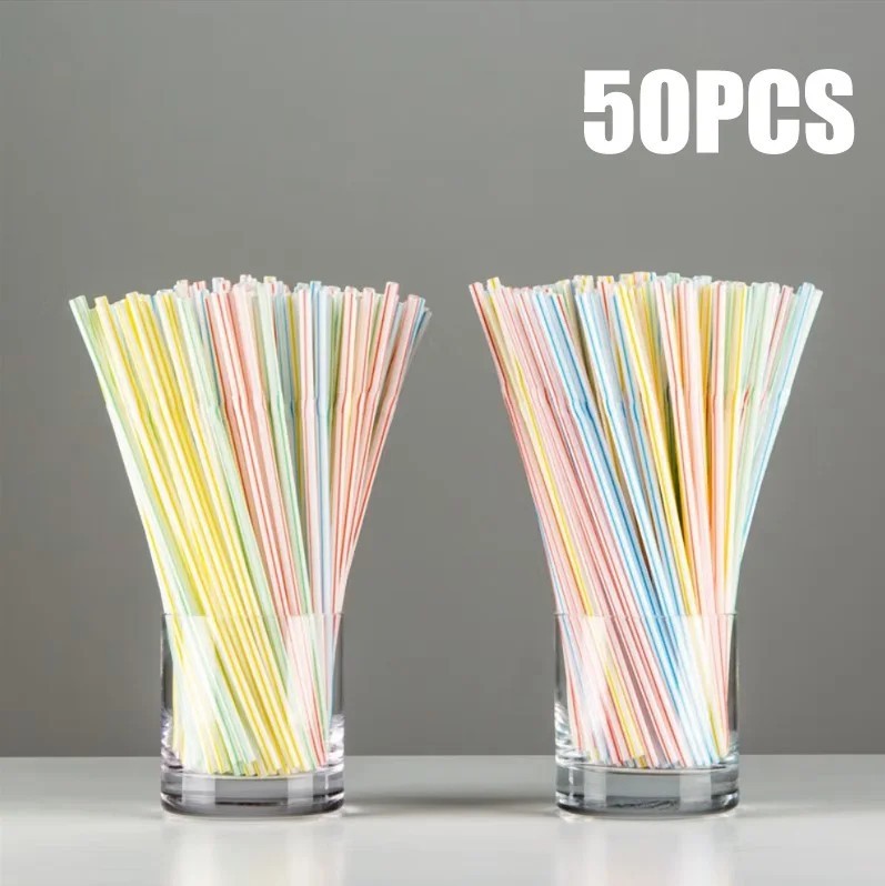 Multicolor Straws Flexible Plastic Bendy Colorful Drinking Straw Birthday Party
