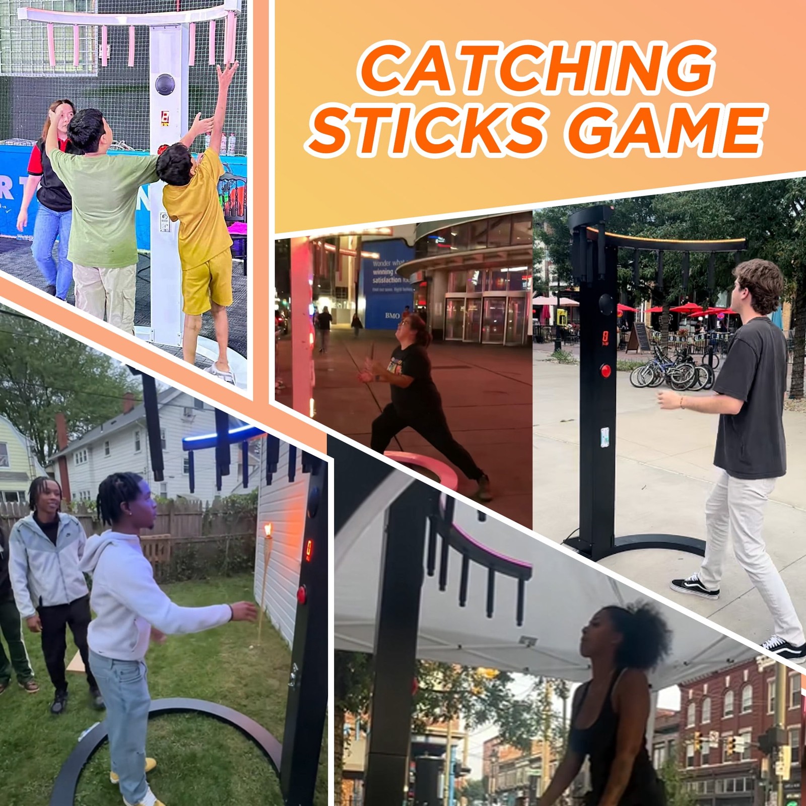 Catch Sticks Game Machine, Interactive Reaction Game for Party Rental Business