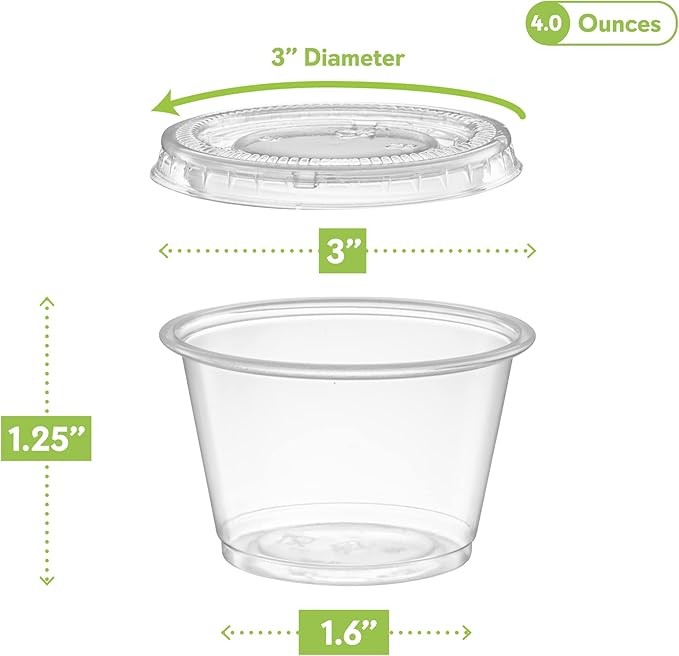 4 oz Clear Diposable Plastic Portion Cups With Lids Small Mini Containers