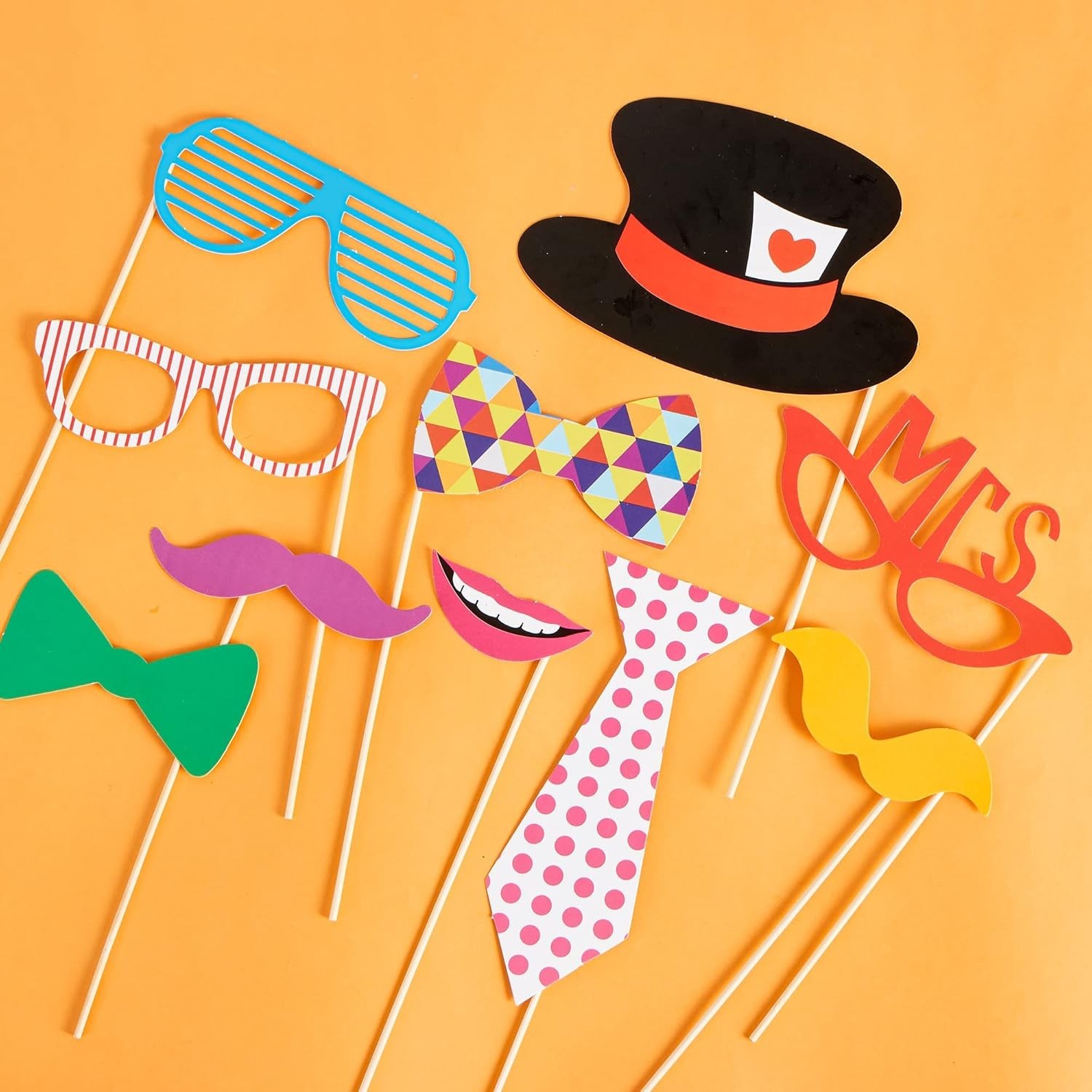 Photo Booth Props 66 Pieces Multi Color Party Favors for Graduation Wedding