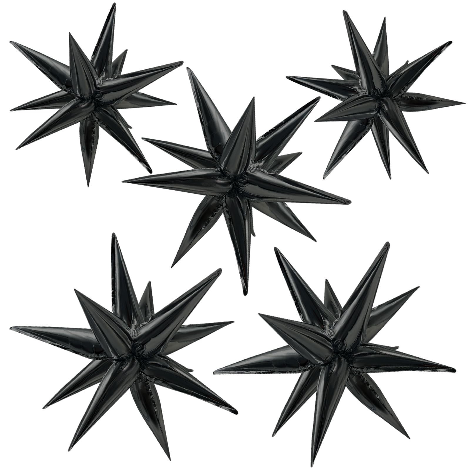 Star Balloons 60Pcs Black Balloon 12 Spike Foil Balloons Explosion Mylar Cone…