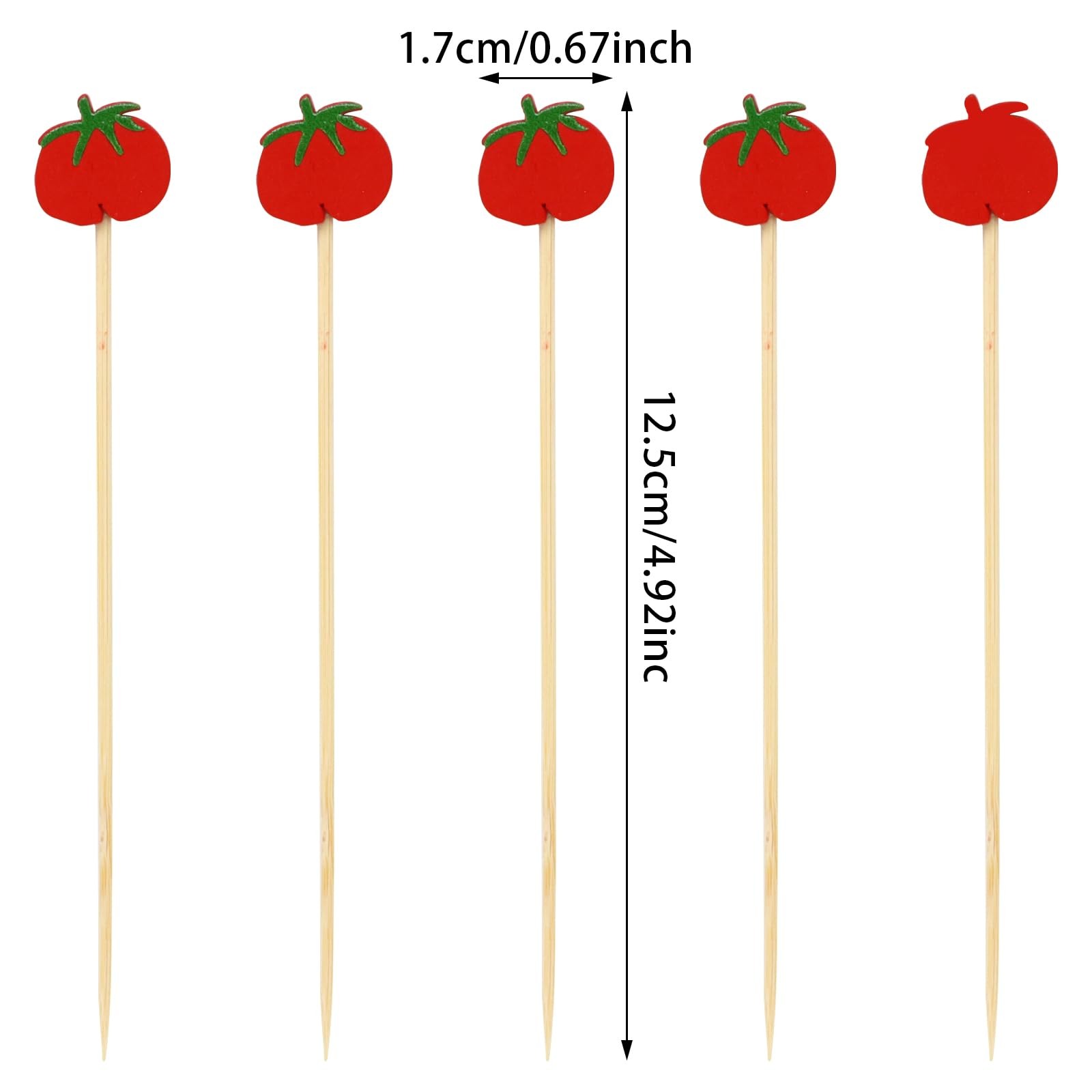 100PCS Tomato Bamboo Cocktail Picks Fruit Food Hamburger Toothpicks Cupcake T…