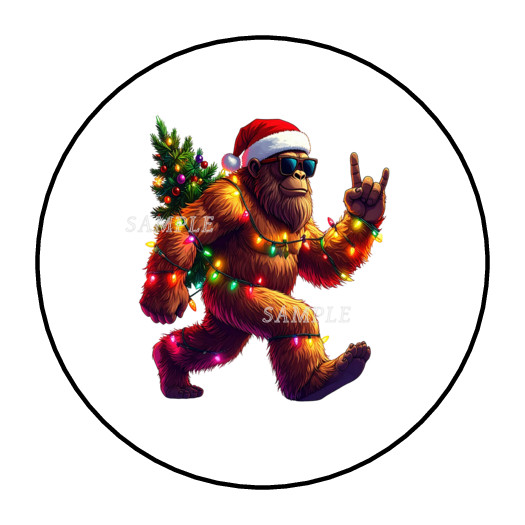 30 Christmas Bigfoot stickers labels tags envelope seals party favors
