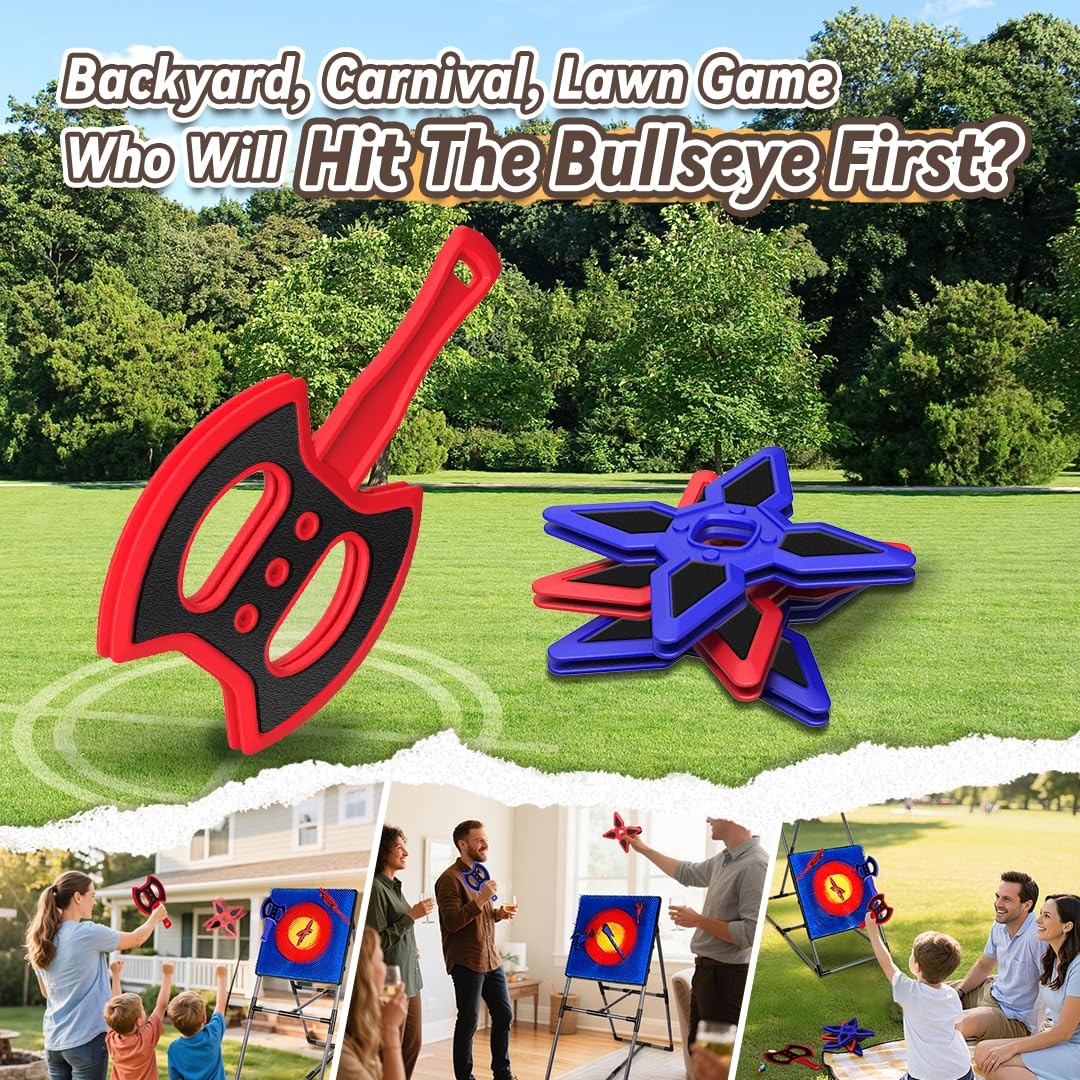 Axe Throwing Game for Backyard, Target Set 16 Axes Blue