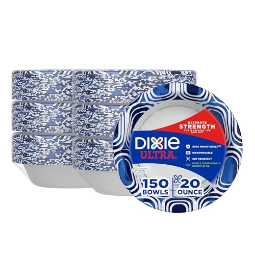 , Large Paper Bowls, 20 Oz, 150 Count (6 packs 150 Count (Pack of 1) 20 Ounces
