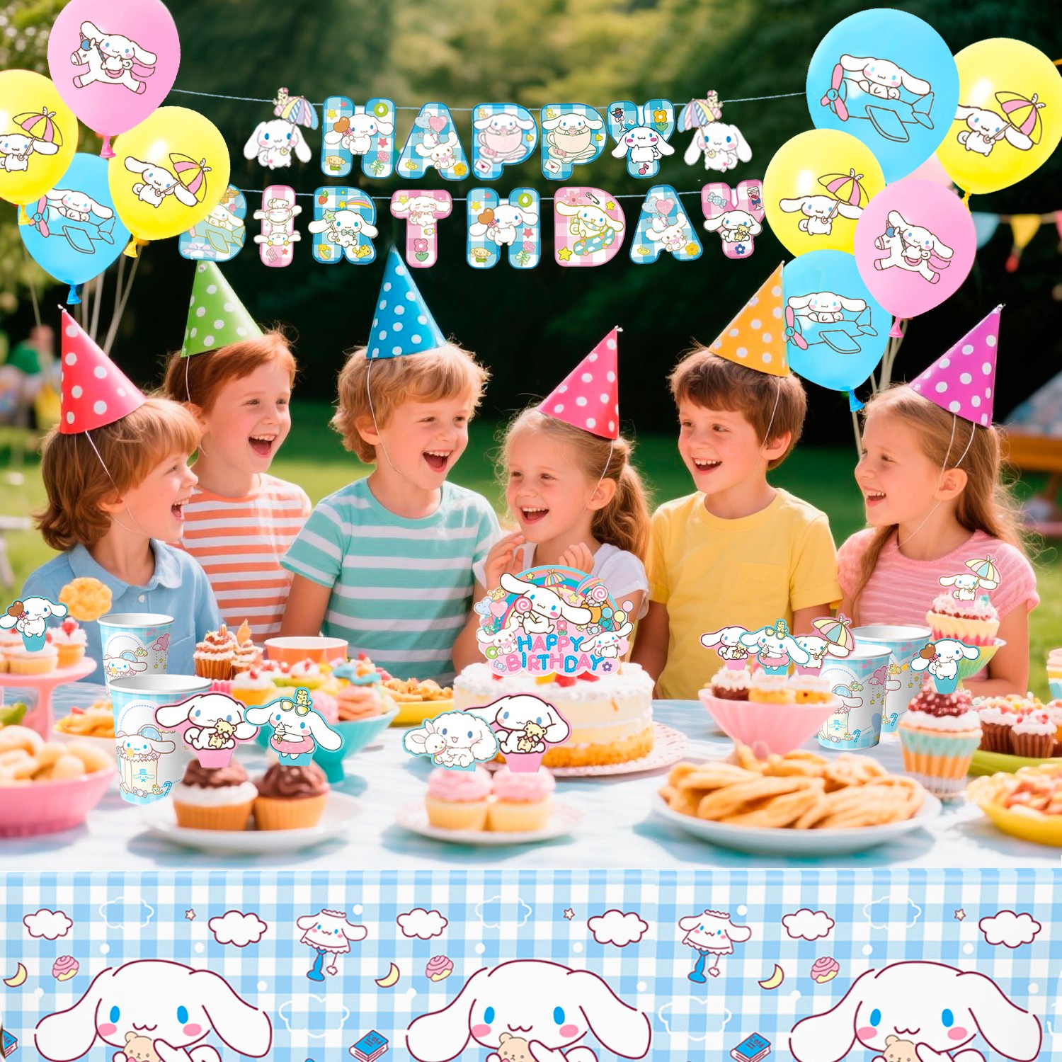 Sanrio Cinnamoroll Party Decoration Birthday Supplies Balloons Tableware Banner