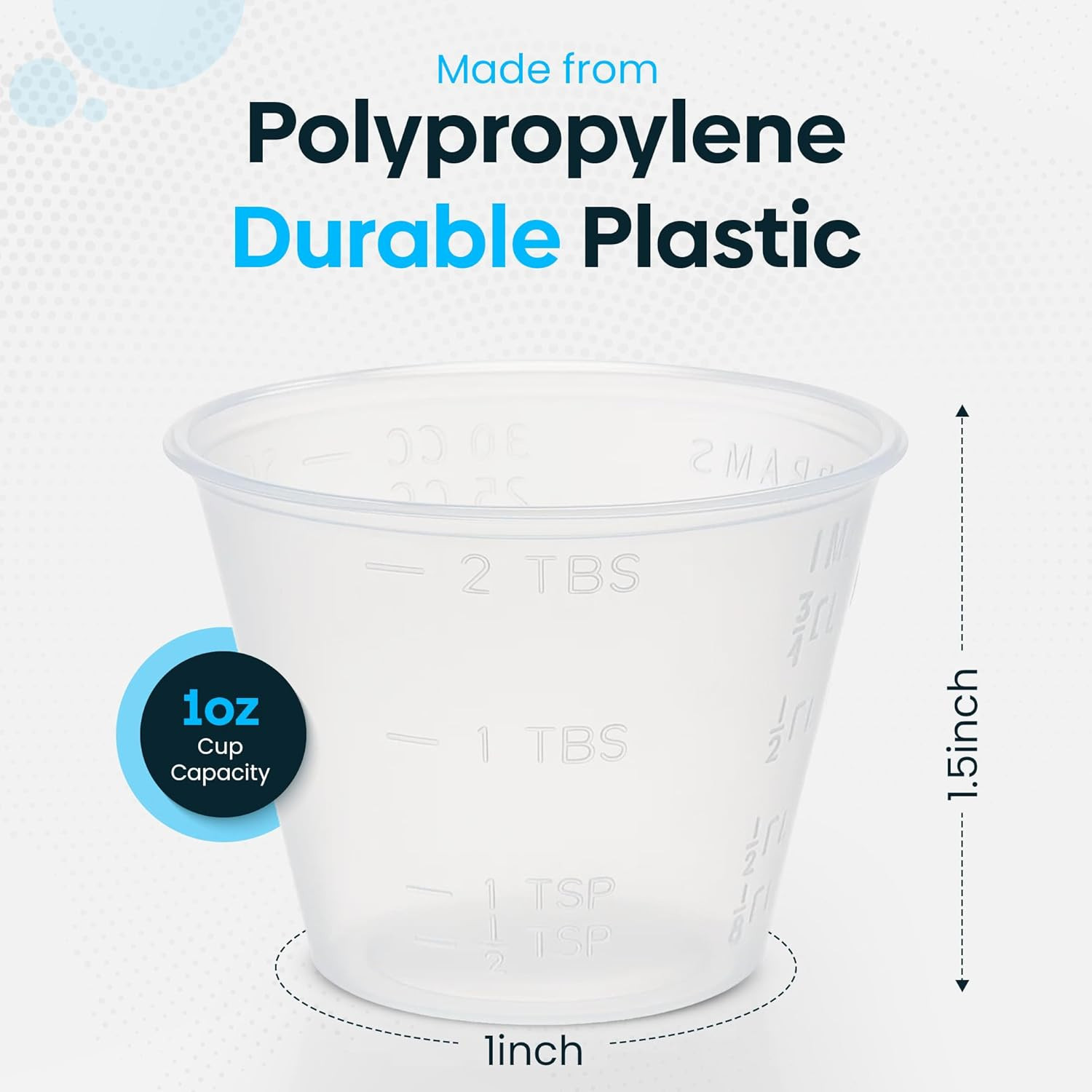 [100 Count – 1 oz.] Disposable Graduated Plastic Medicine Cups – For Mixed Pill