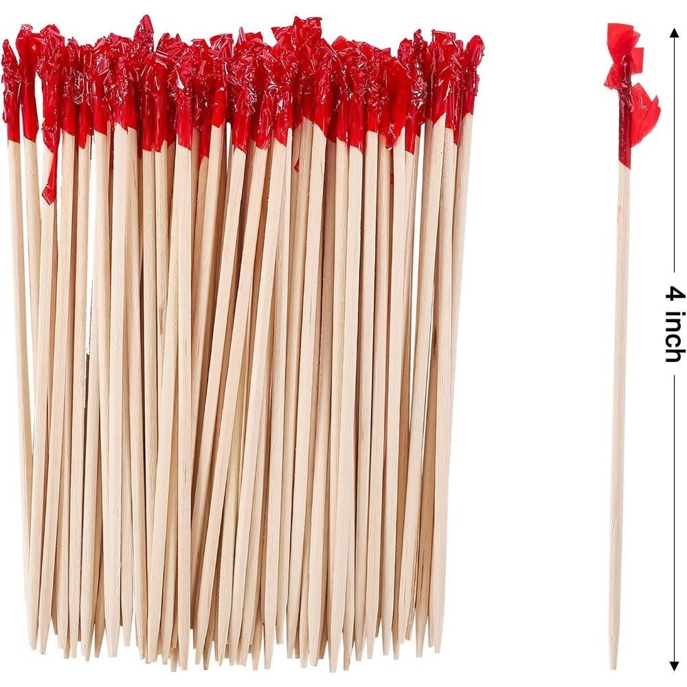 4 Inch Wood Frill Picks Toothpicks 1200 Pcs Cocktail Picks for Sandwiches Fruit