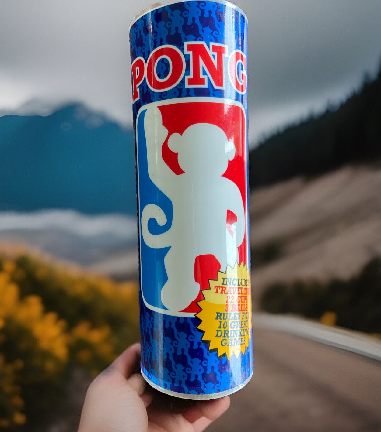 Pong Drinking Game in Travel tube, 22 Cups 3 Balls 10 Games – New Open Box…