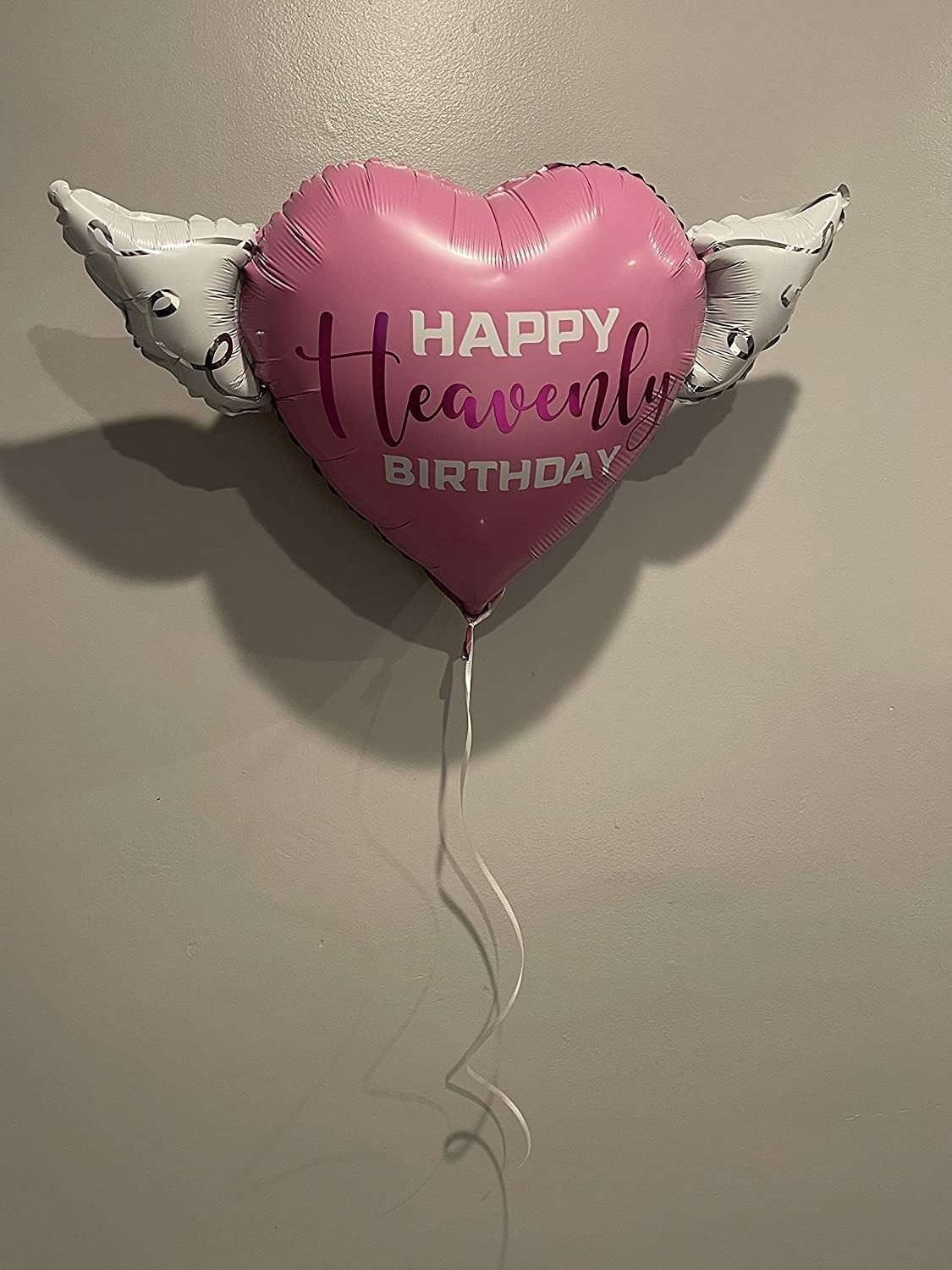Happy Heavenly Birthday Balloons Heart Shaped with angel wings (2 Pack)