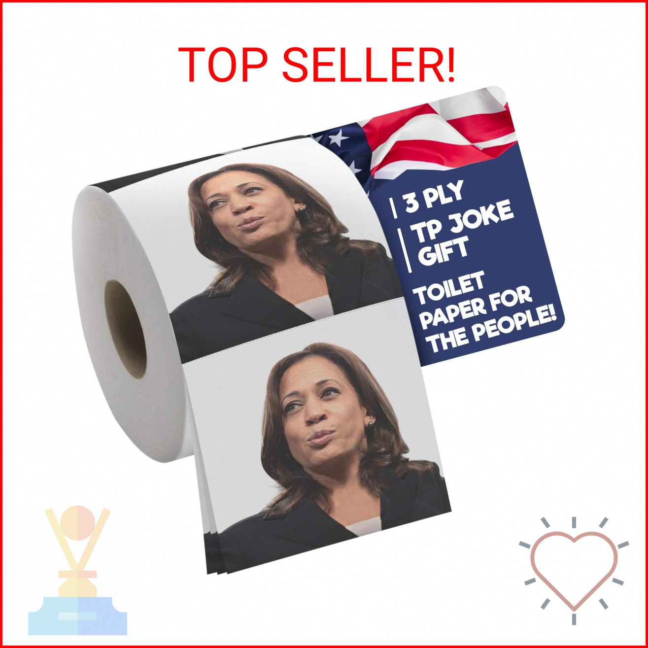 Gagster Kamala Harris Funny Toilet Paper Roll – Novelty Caricature Toilet Paper