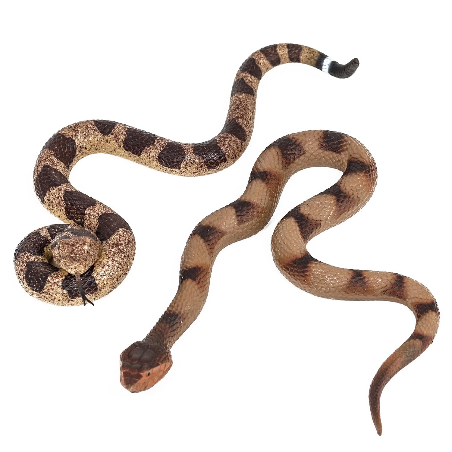 2pcs Realistic Fake Snake Toys Rubber Rattlesnake Garden Scare Decor