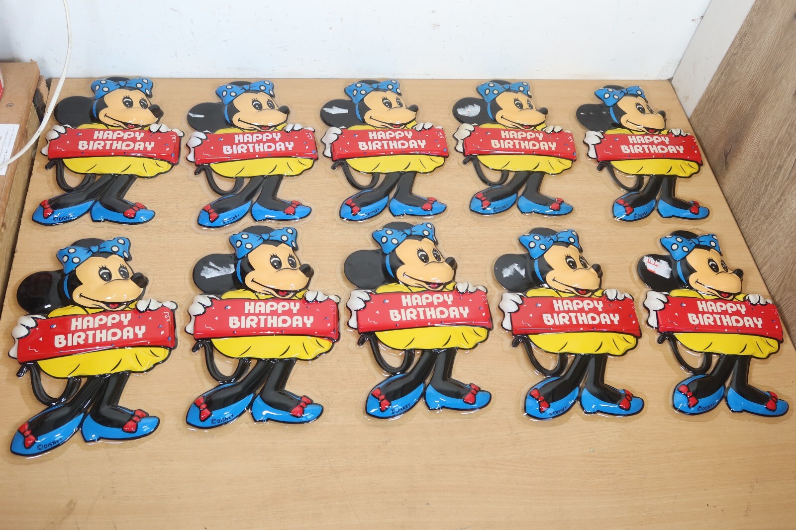 Vintage Disney Minnie Mouse Plastic Happy Birthday Party Wall Decorations 3D x10