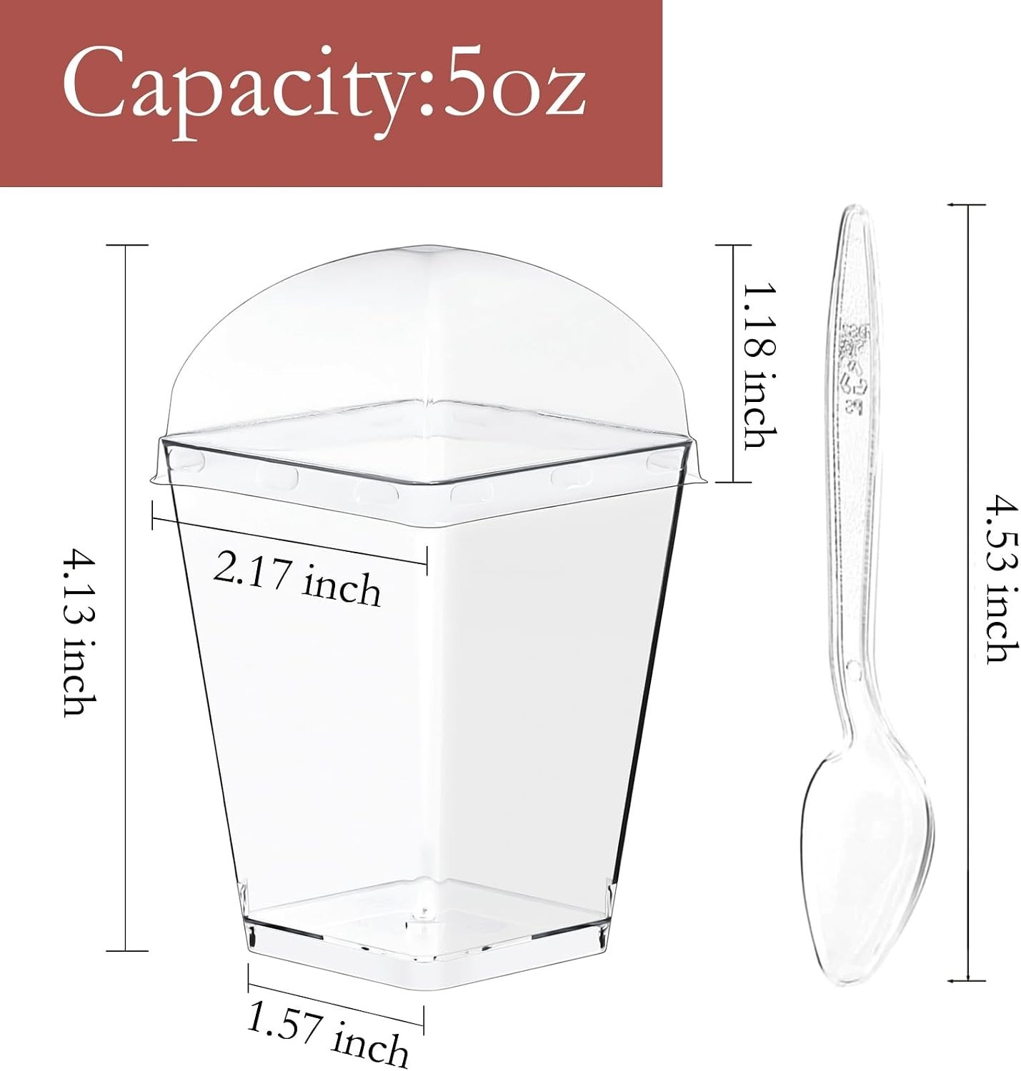 50Pack 5oz Clear Dessert Cups with Lids & Spoons – Perfect for Elegant Parties