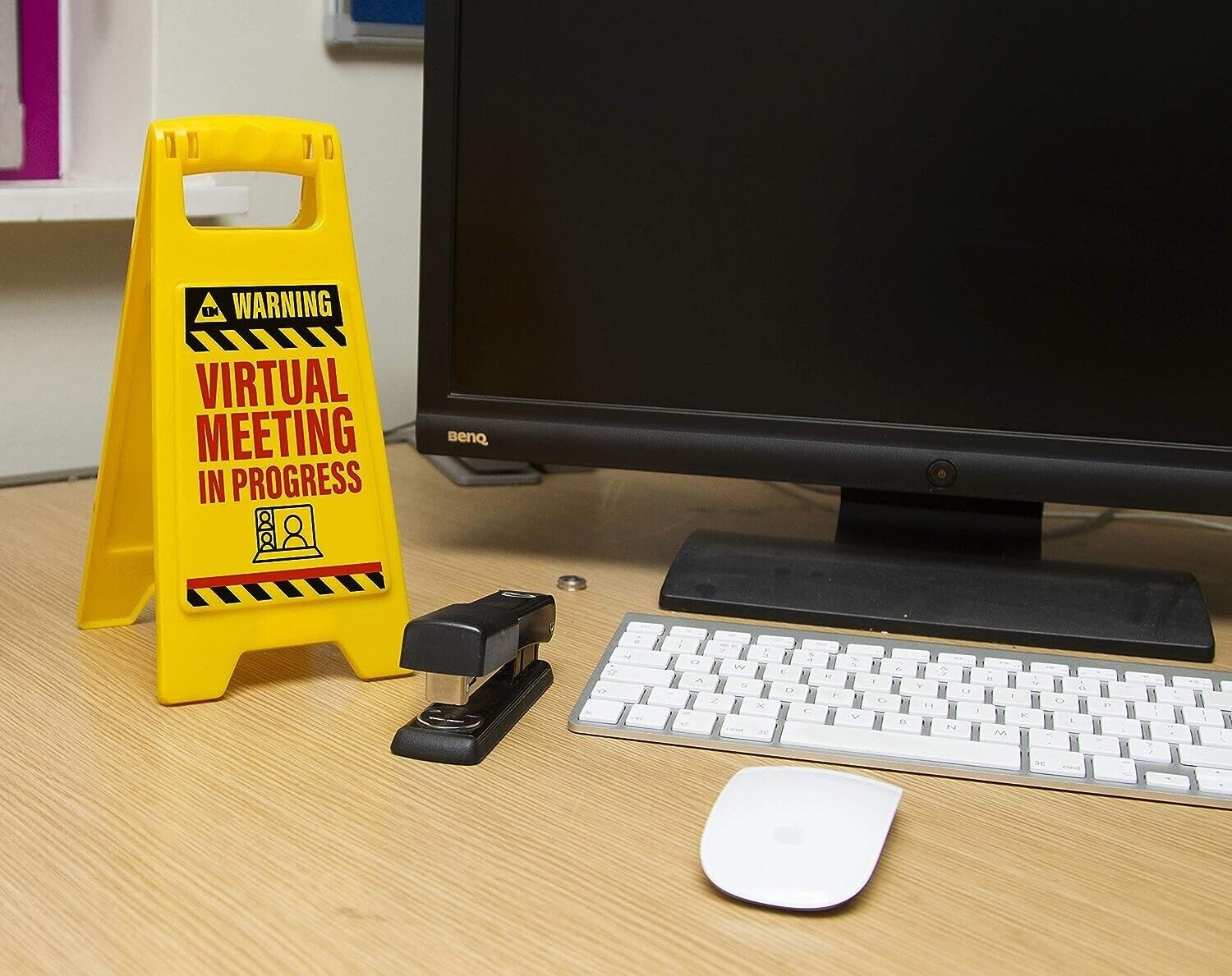 Warning Virtual Meeting in Progress “Pants Optional” Caution Desk Office Sign