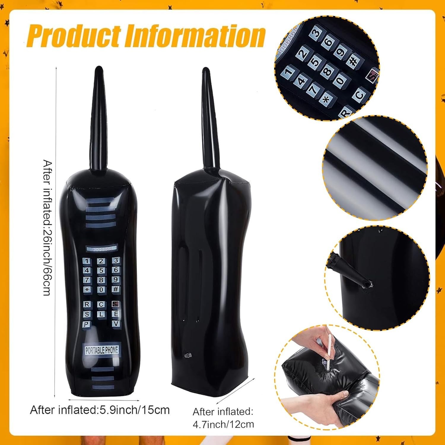Retro Inflatable Boombox & Cell Phone Props – Ideal for Halloween & Photo Booths